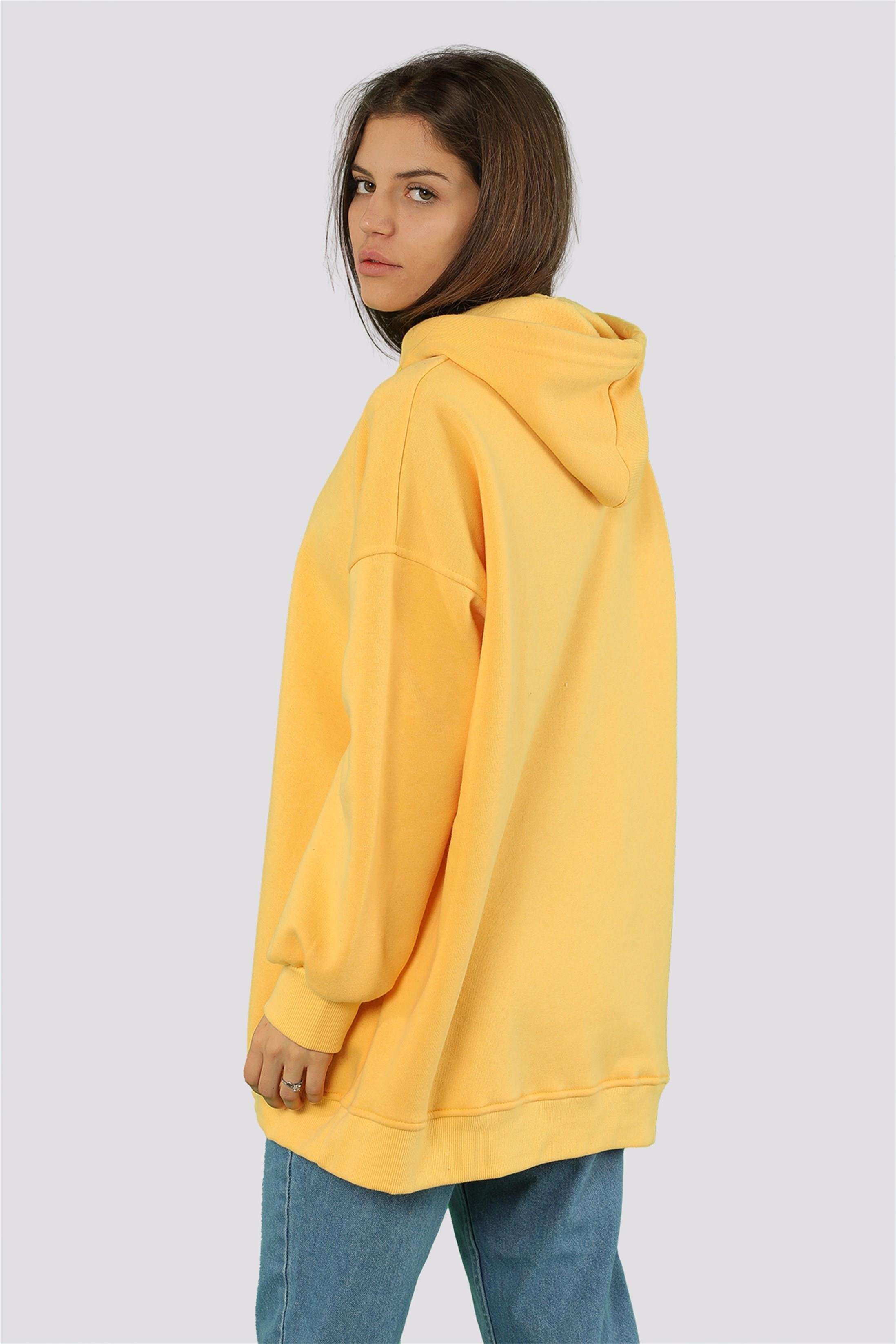 Kadın Basic Kordonlu Kapüşonlu Sweatshirt