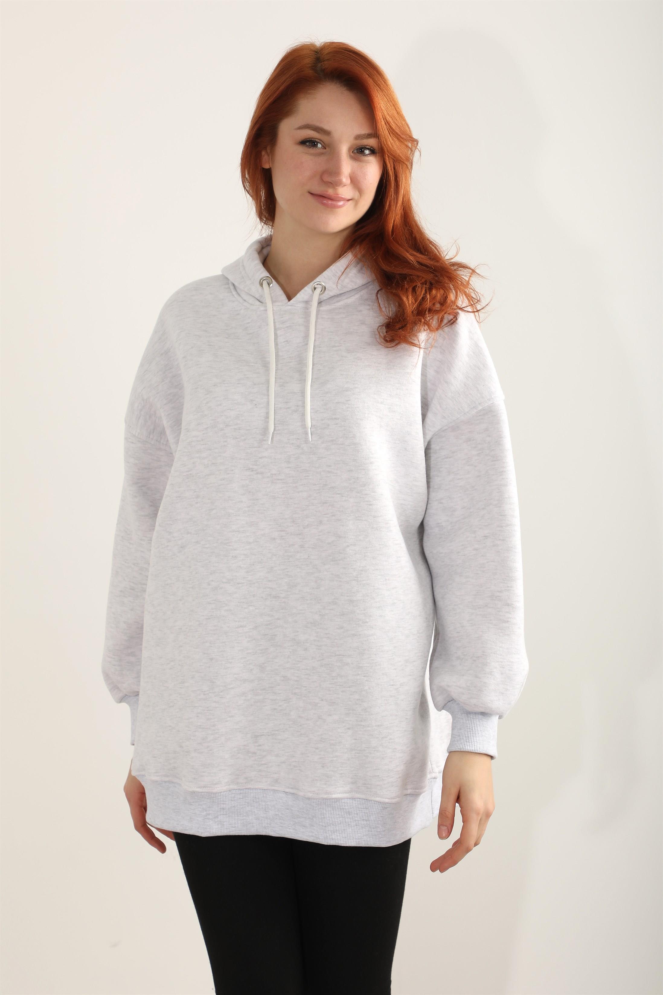 Kadın Basic Kordonlu Kapüşonlu Sweatshirt