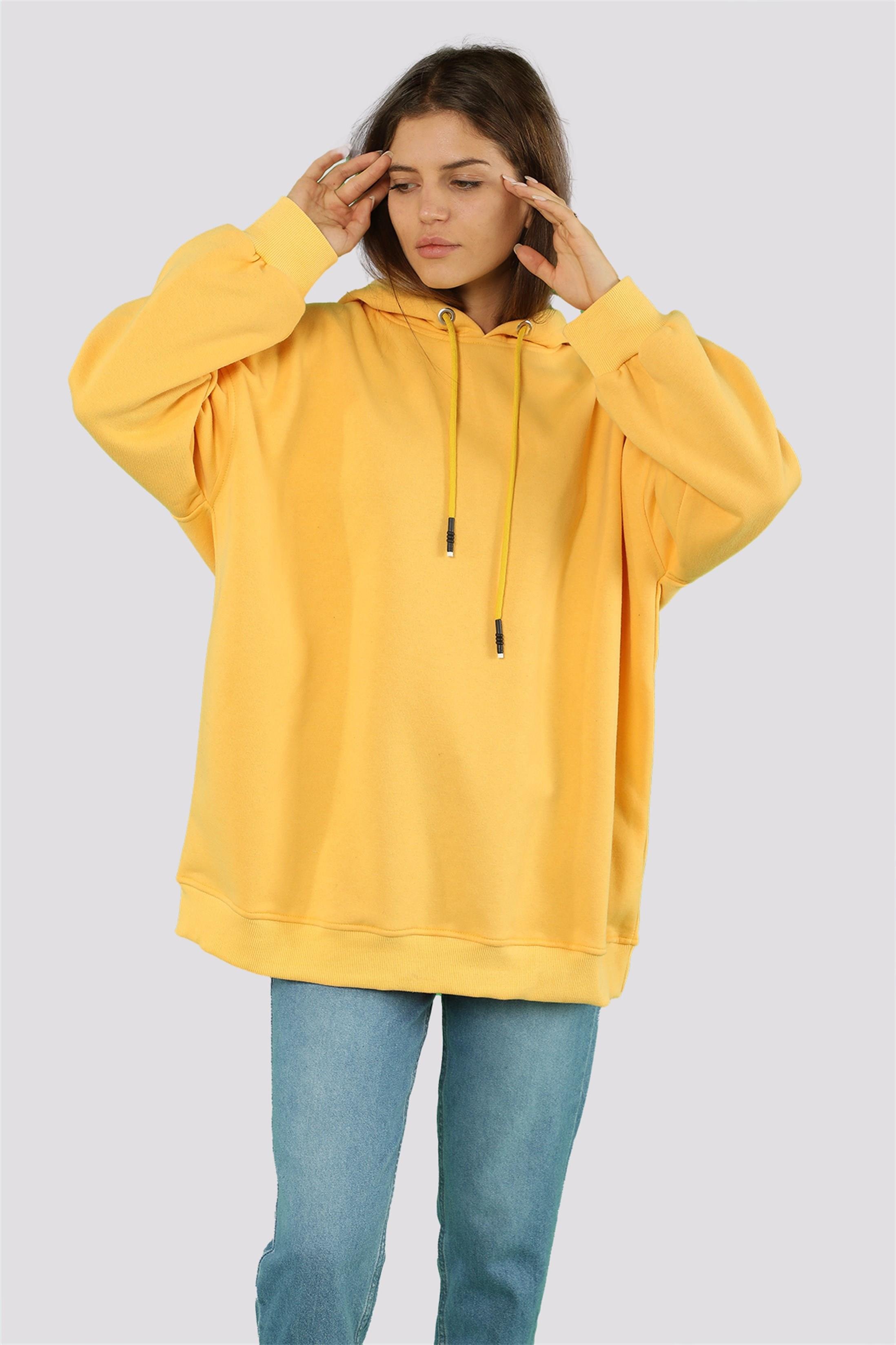 Kadın Basic Kordonlu Kapüşonlu Sweatshirt