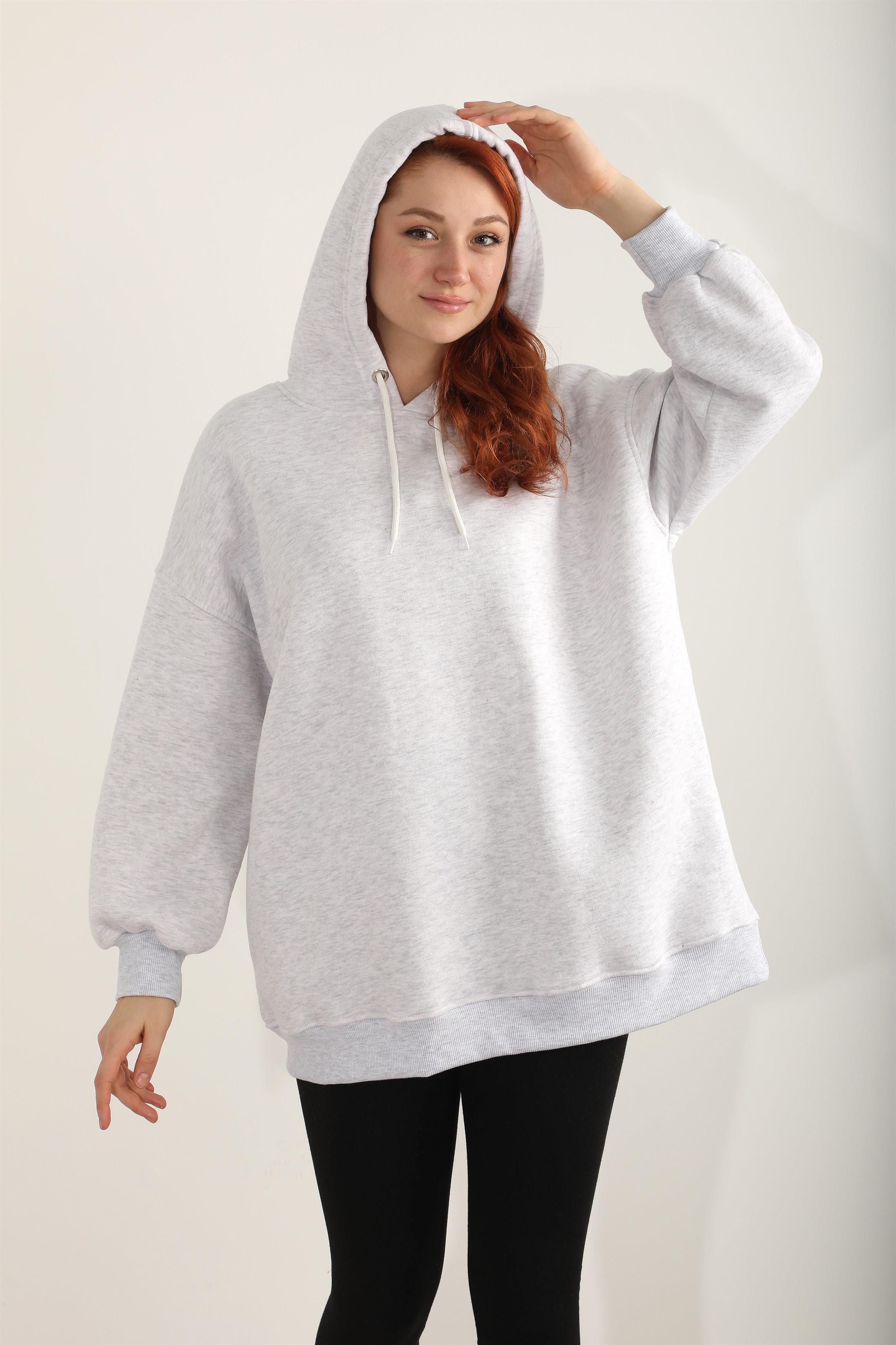 Kadın Basic Kordonlu Kapüşonlu Sweatshirt