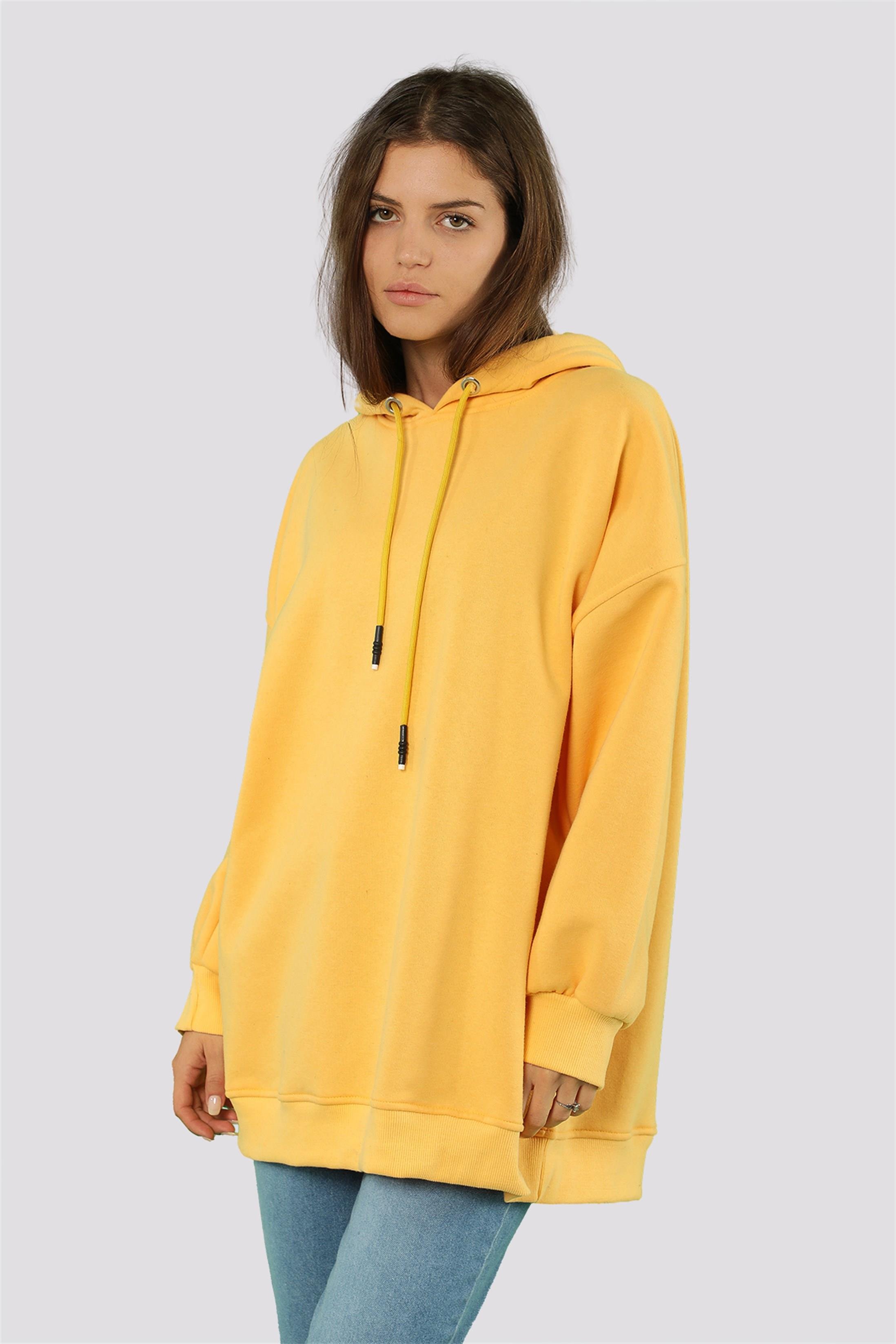 Kadın Basic Kordonlu Kapüşonlu Sweatshirt