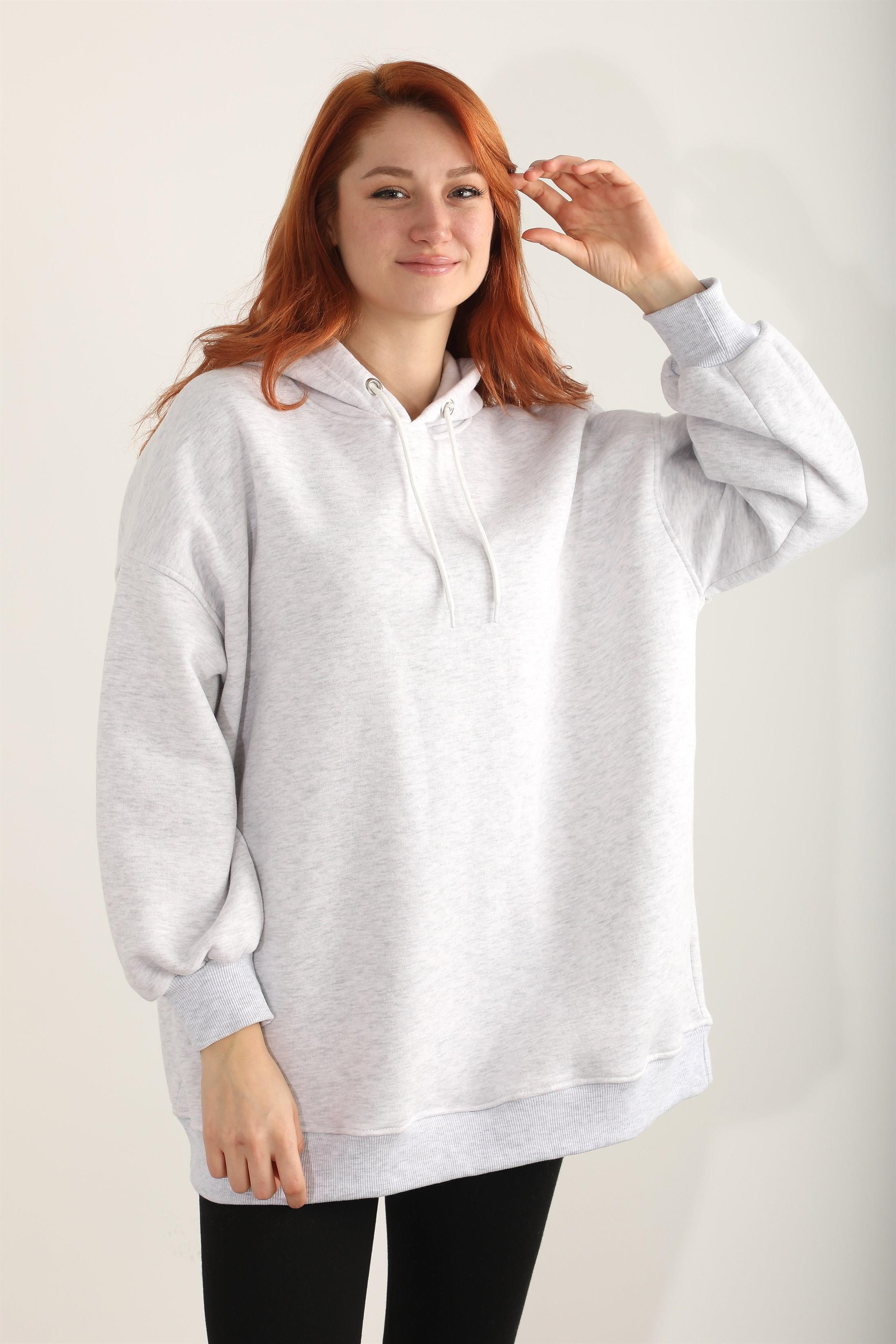 Kadın Basic Kordonlu Kapüşonlu Sweatshirt