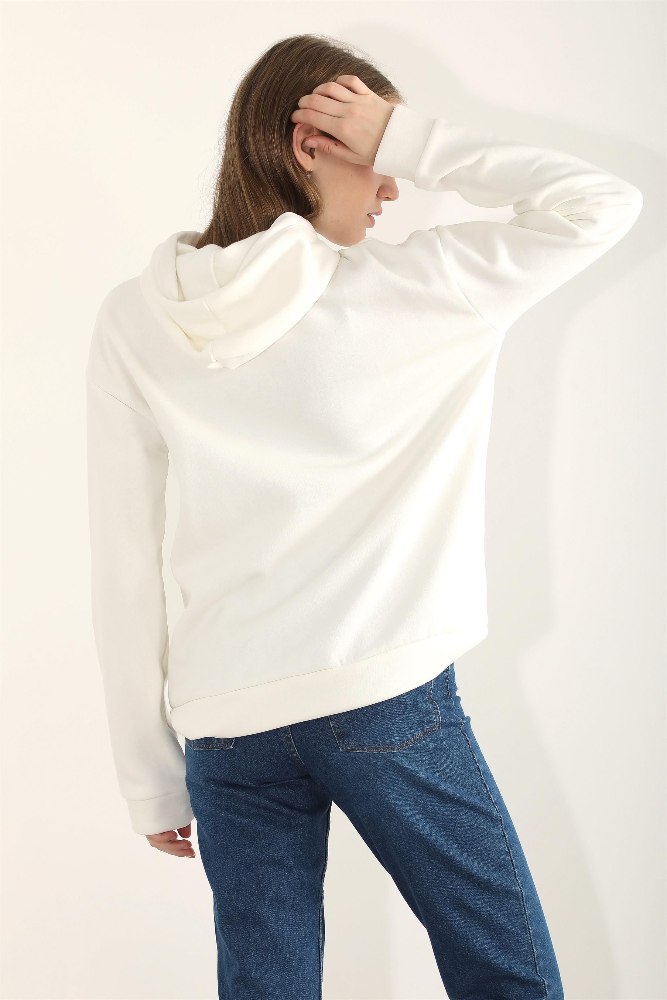 Kadın Harvard Nakışlı Kapüşonlu Sweatshirt