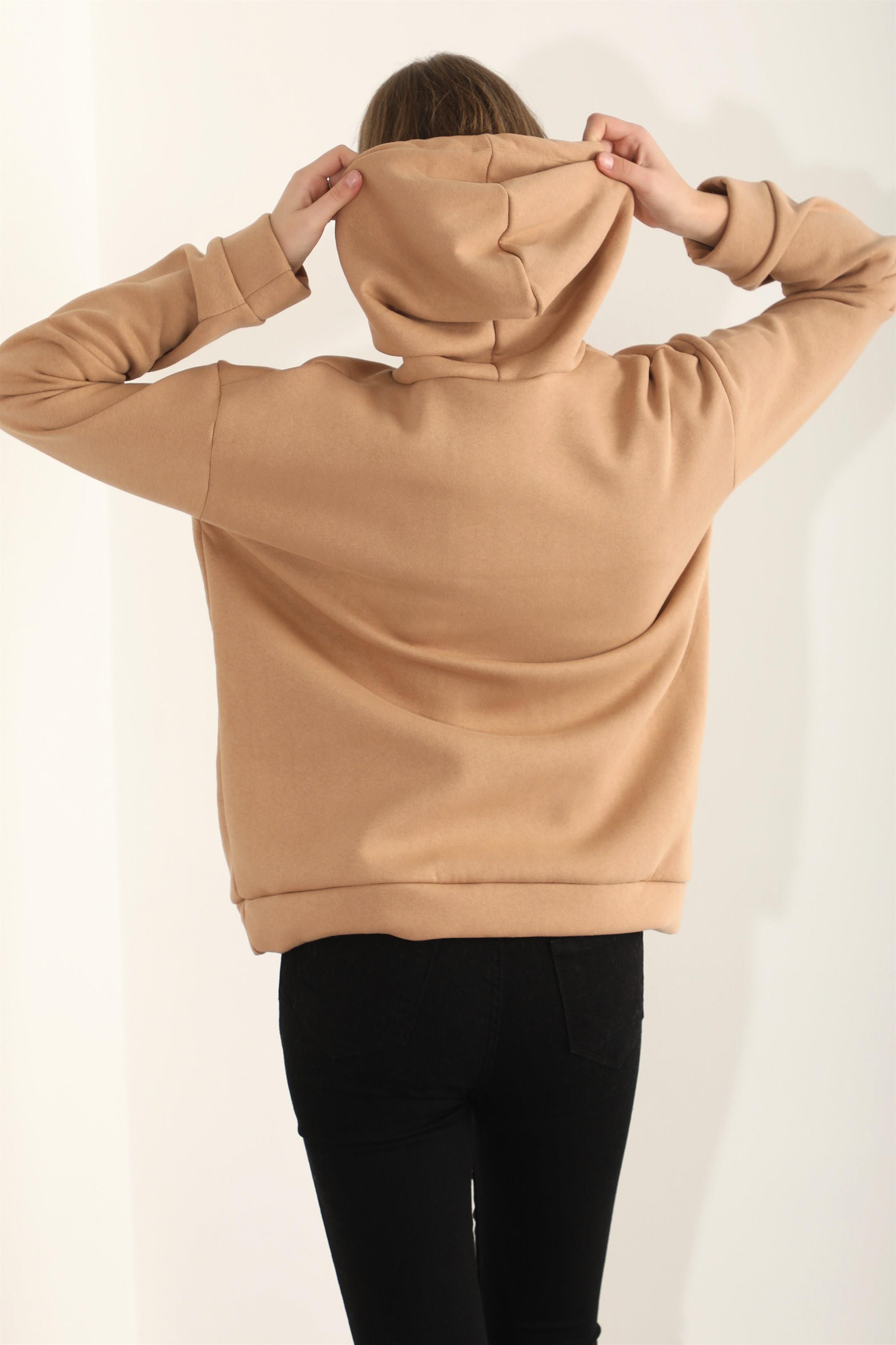 Kadın Harvard Nakışlı Kapüşonlu Sweatshirt