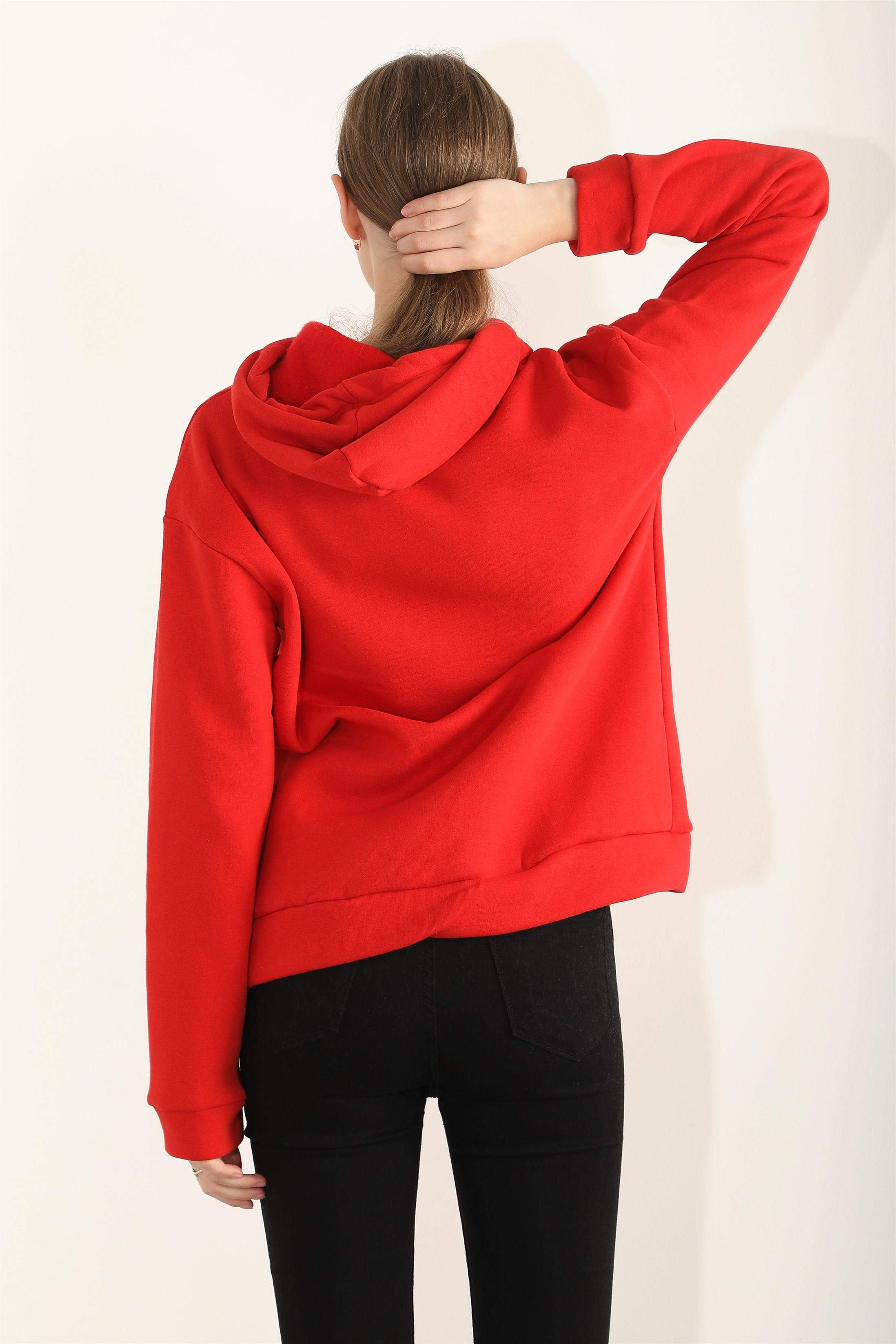 Kadın Harvard Nakışlı Kapüşonlu Sweatshirt