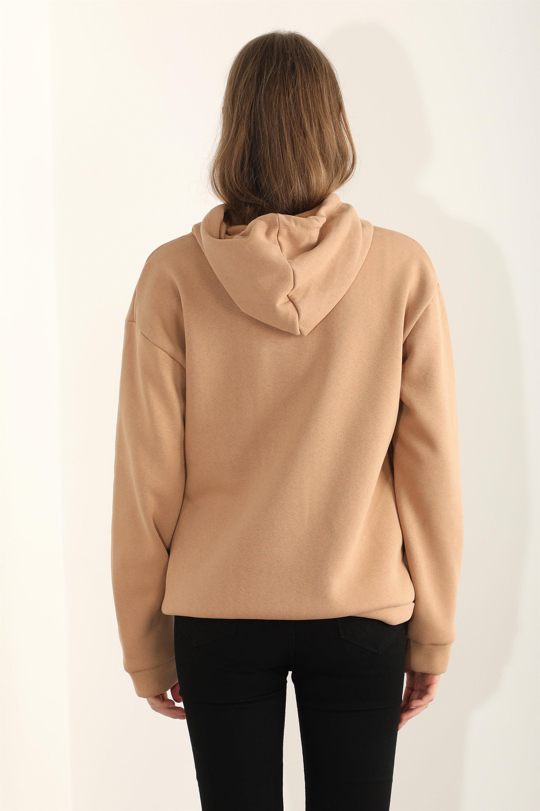 Kadın Harvard Nakışlı Kapüşonlu Sweatshirt
