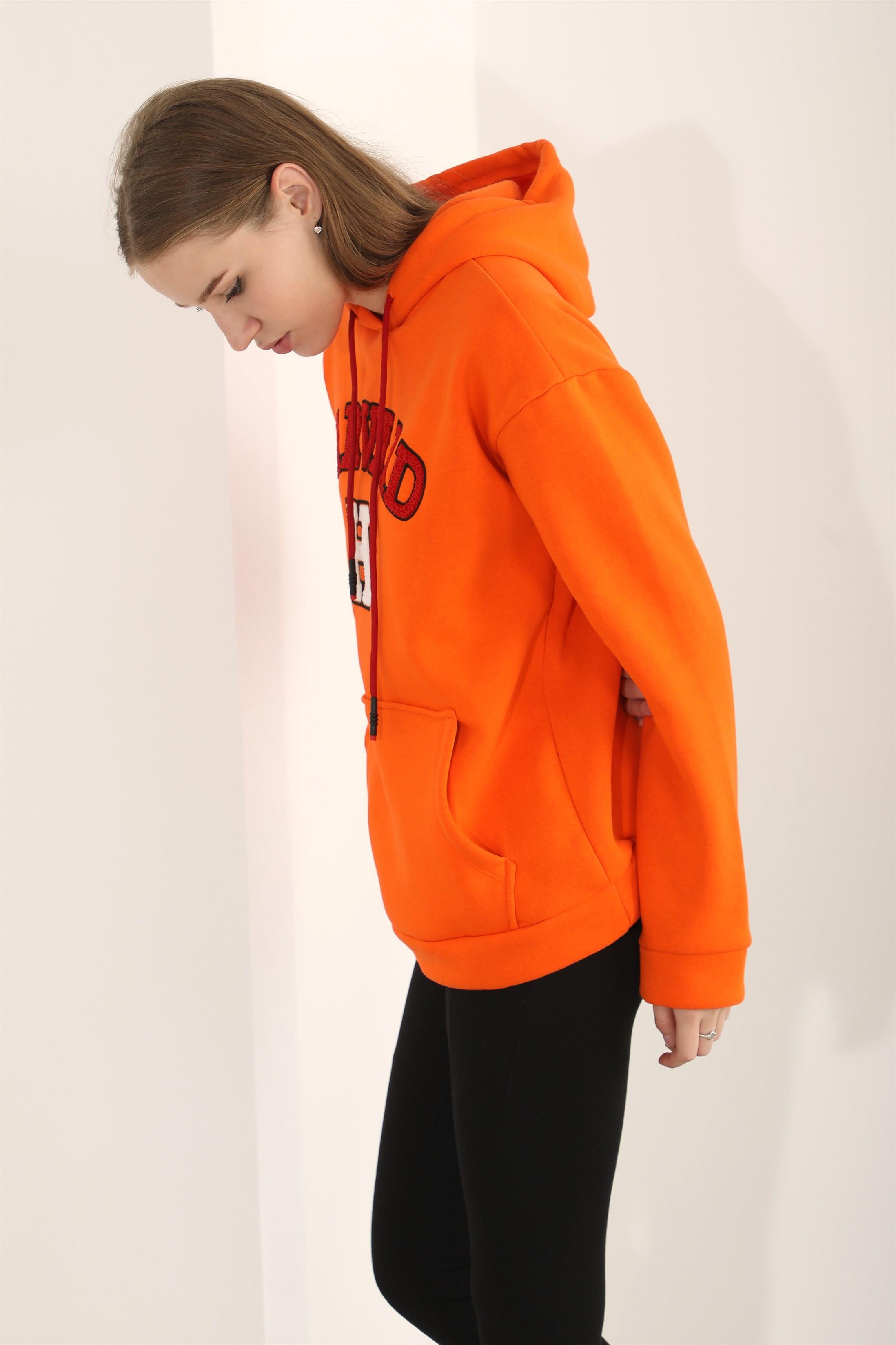 Kadın Harvard Nakışlı Kapüşonlu Sweatshirt