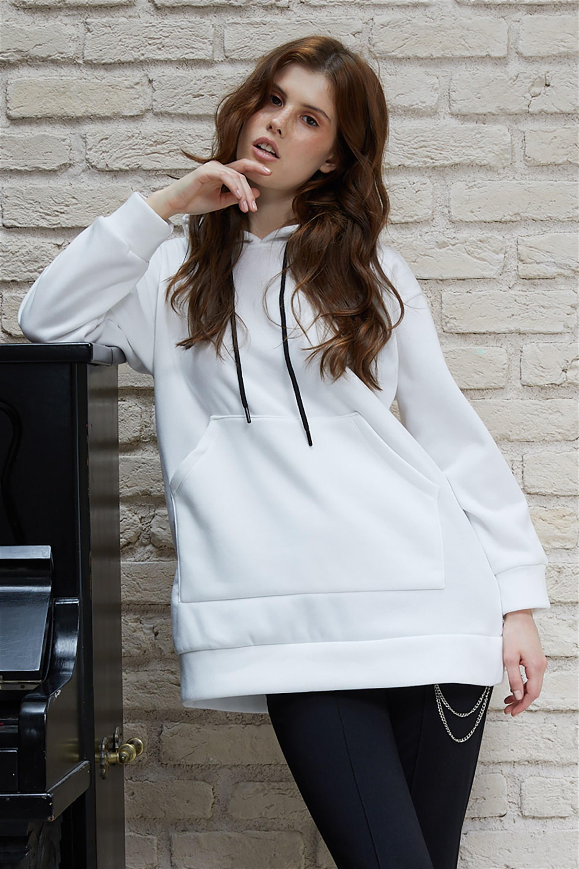 Kadın Kapüşonlu 3 İplik Sweatshirt