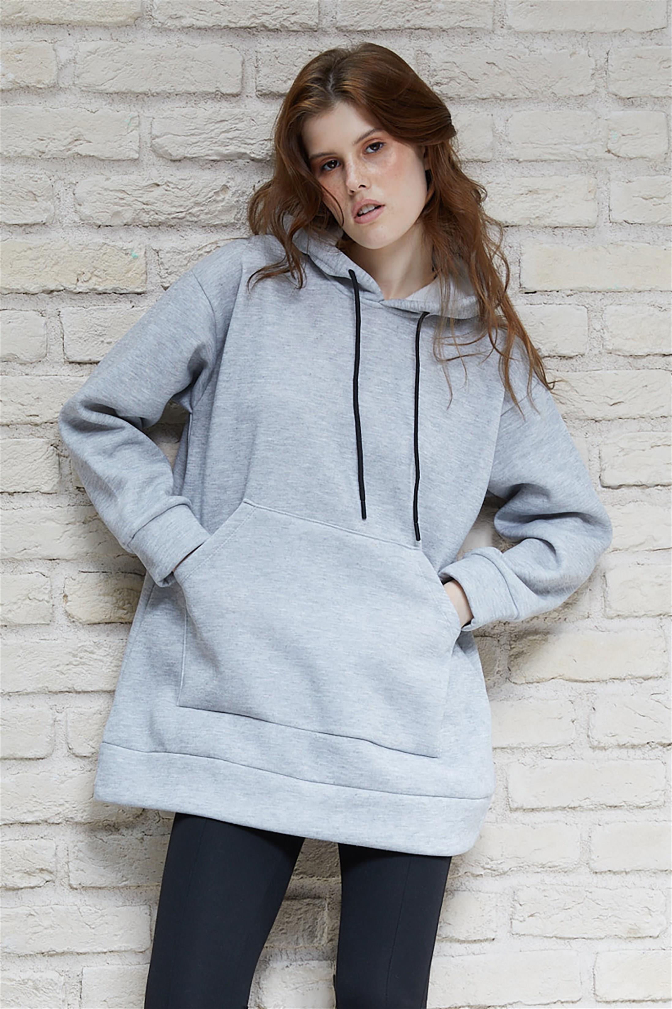 Kadın Kapüşonlu 3 İplik Sweatshirt