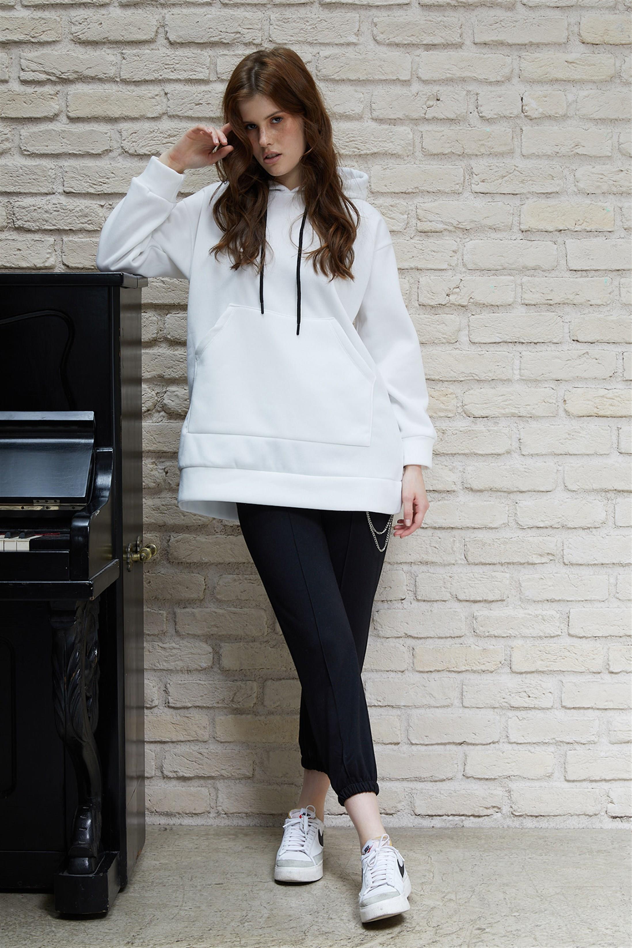 Kadın Kapüşonlu 3 İplik Sweatshirt