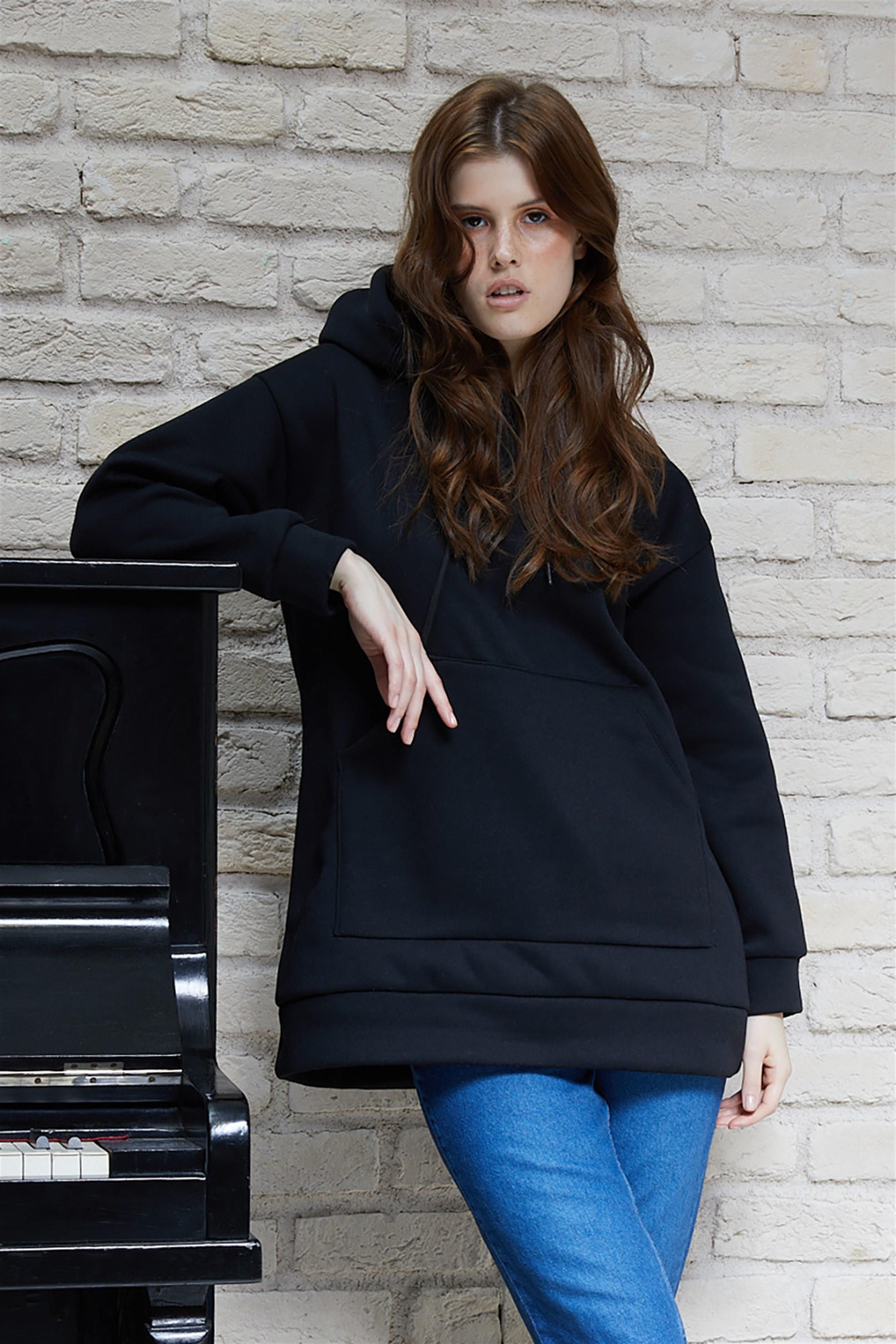 Kadın Kapüşonlu 3 İplik Sweatshirt