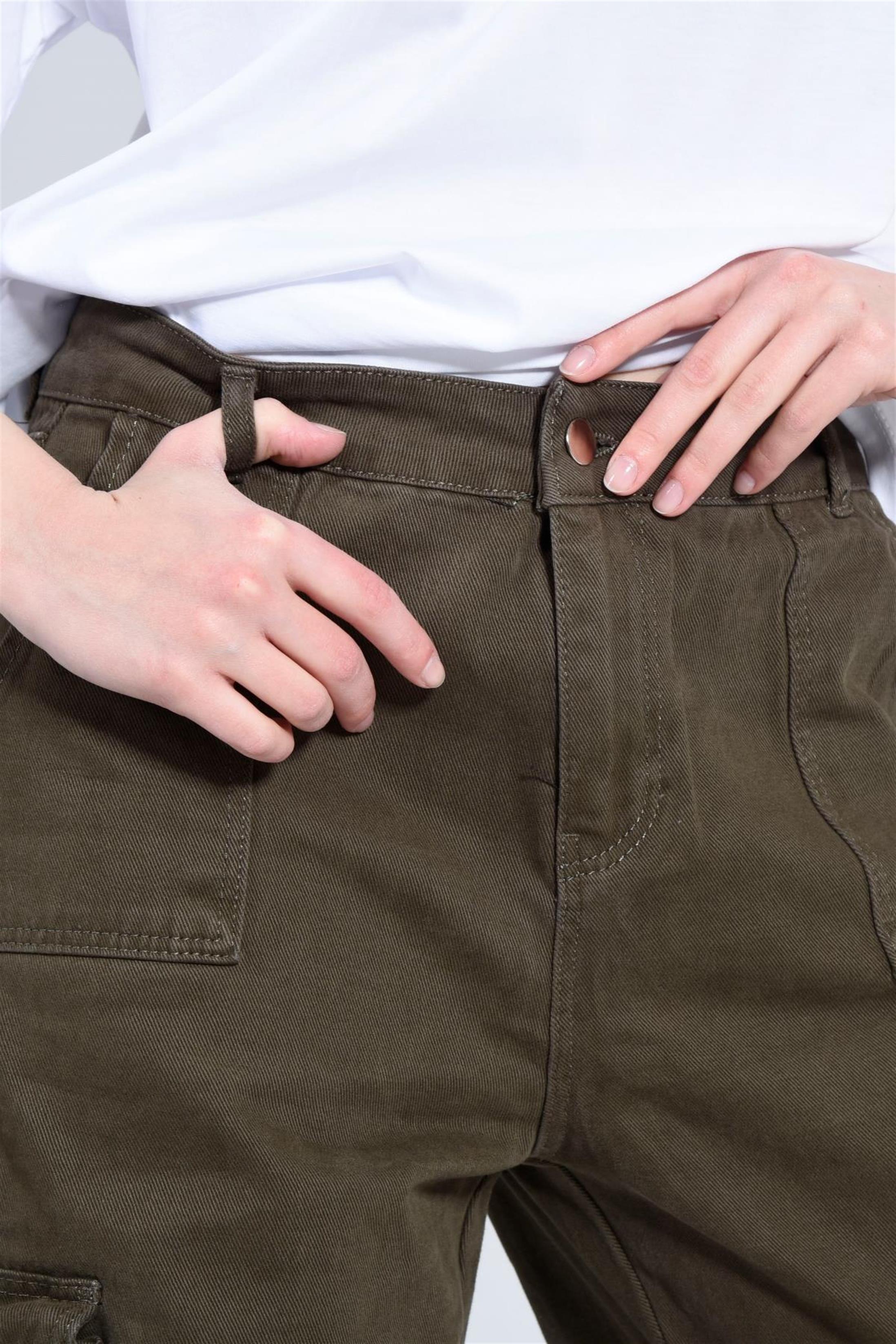 Kadın Kargo Cep Salaş Jean Kot Pantolon