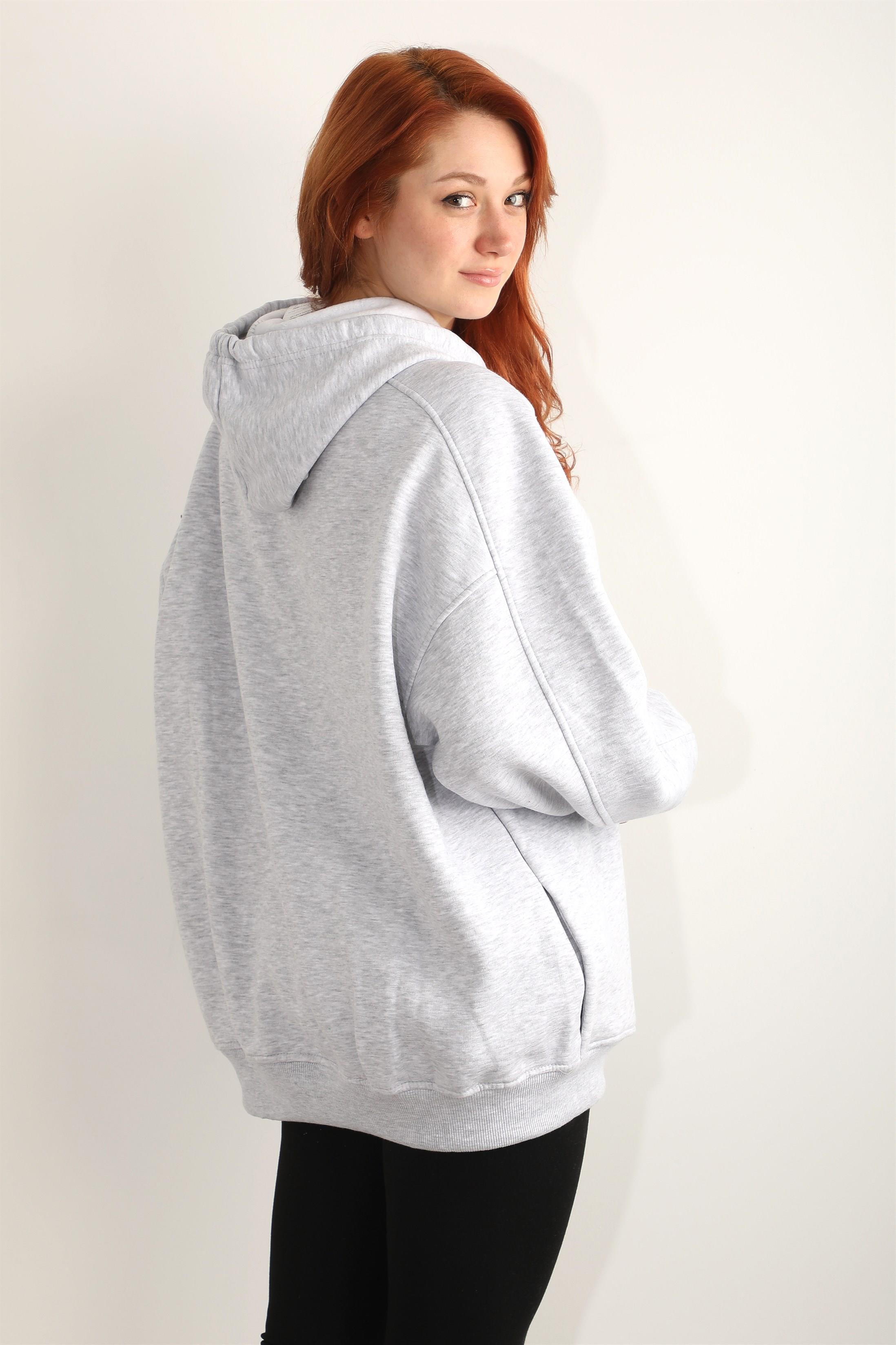 Kadın Kapüşonlu Basic Salaş Oversize Kordonlu Sweatshirt