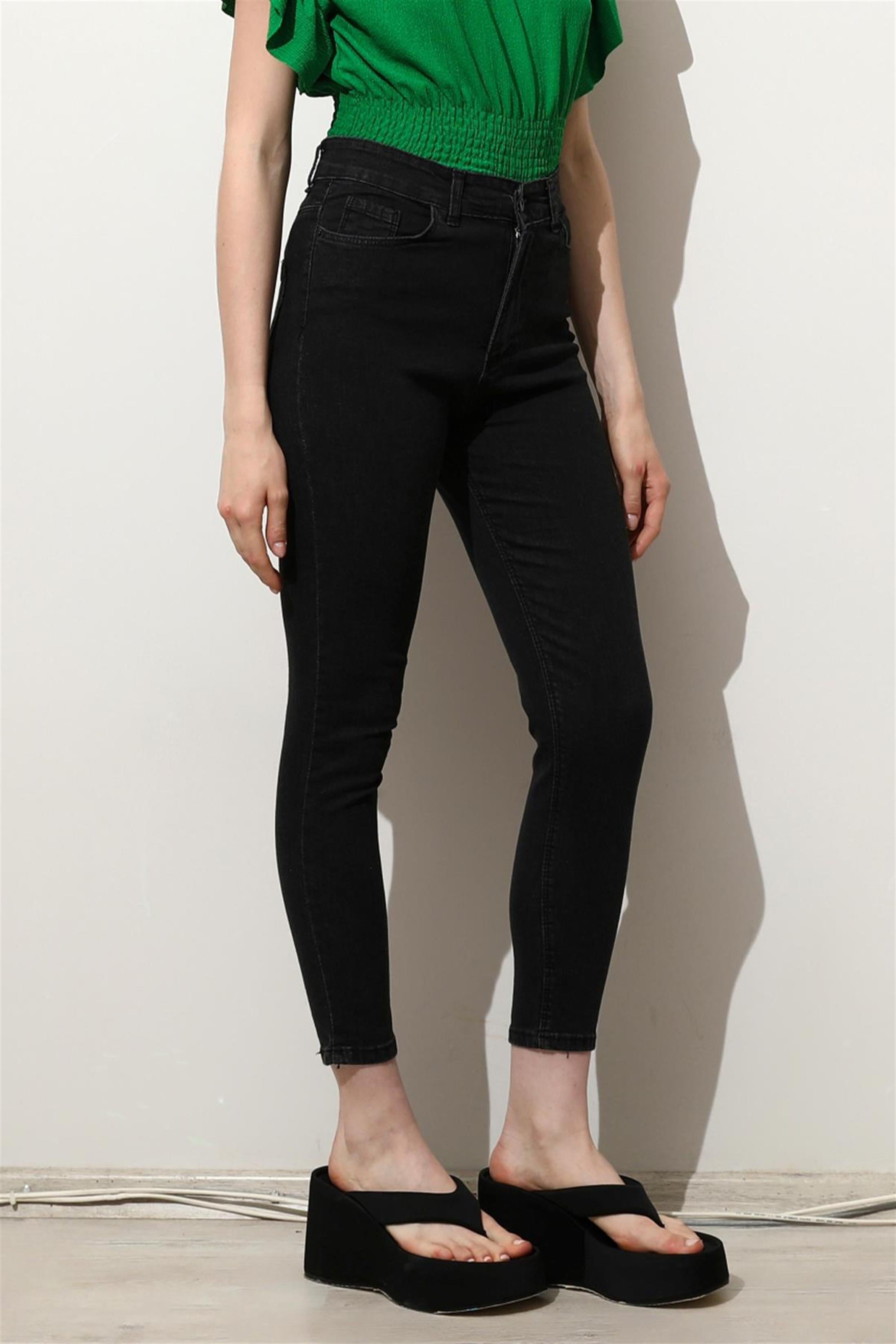 Kadın Yüksek Bel Skinny Fit Denim Jean Pantolon