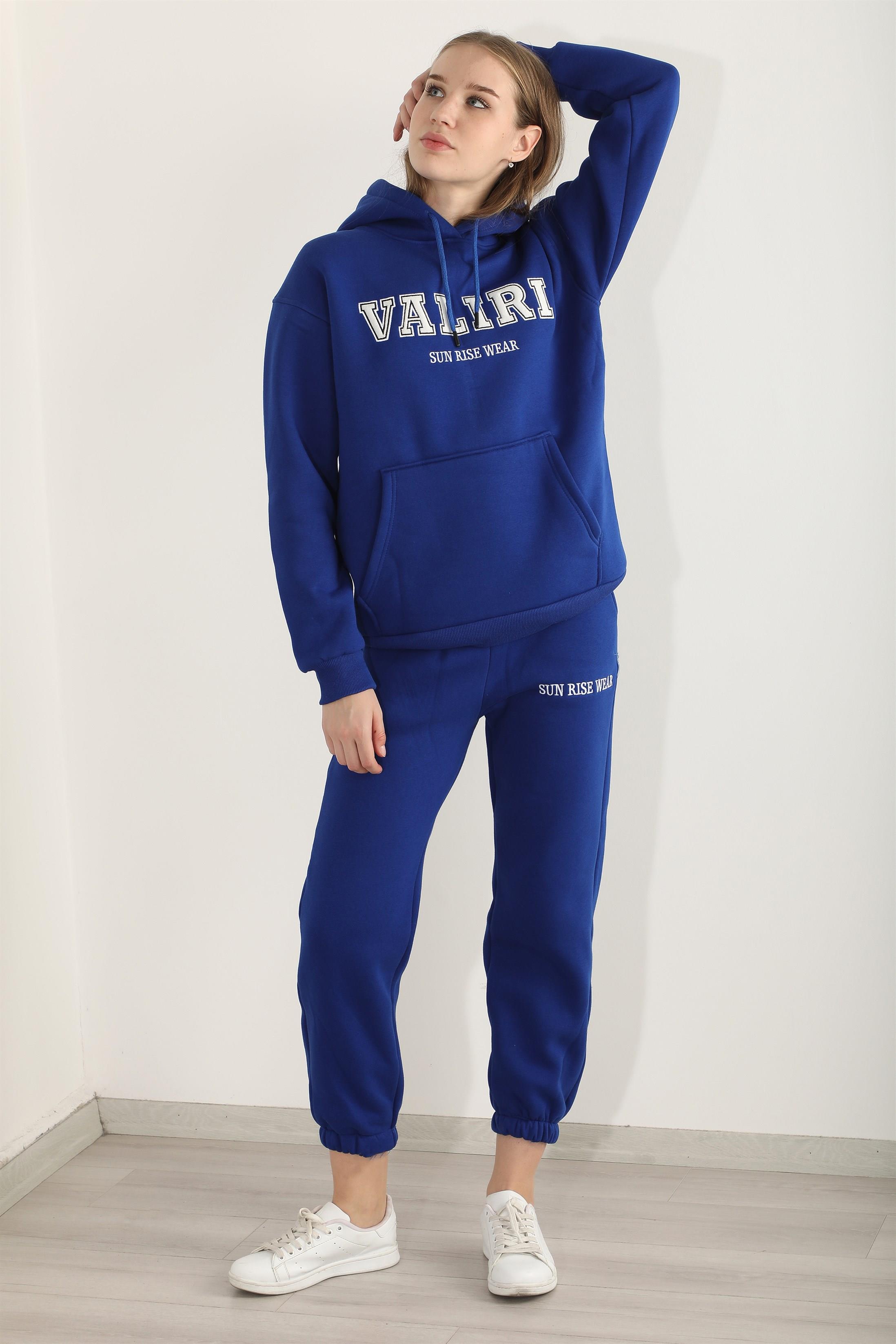 Kadın Valiri Sun Rise Wear Nakışlı Beli Lastikli Kapüşonlu Eşofman Takımı