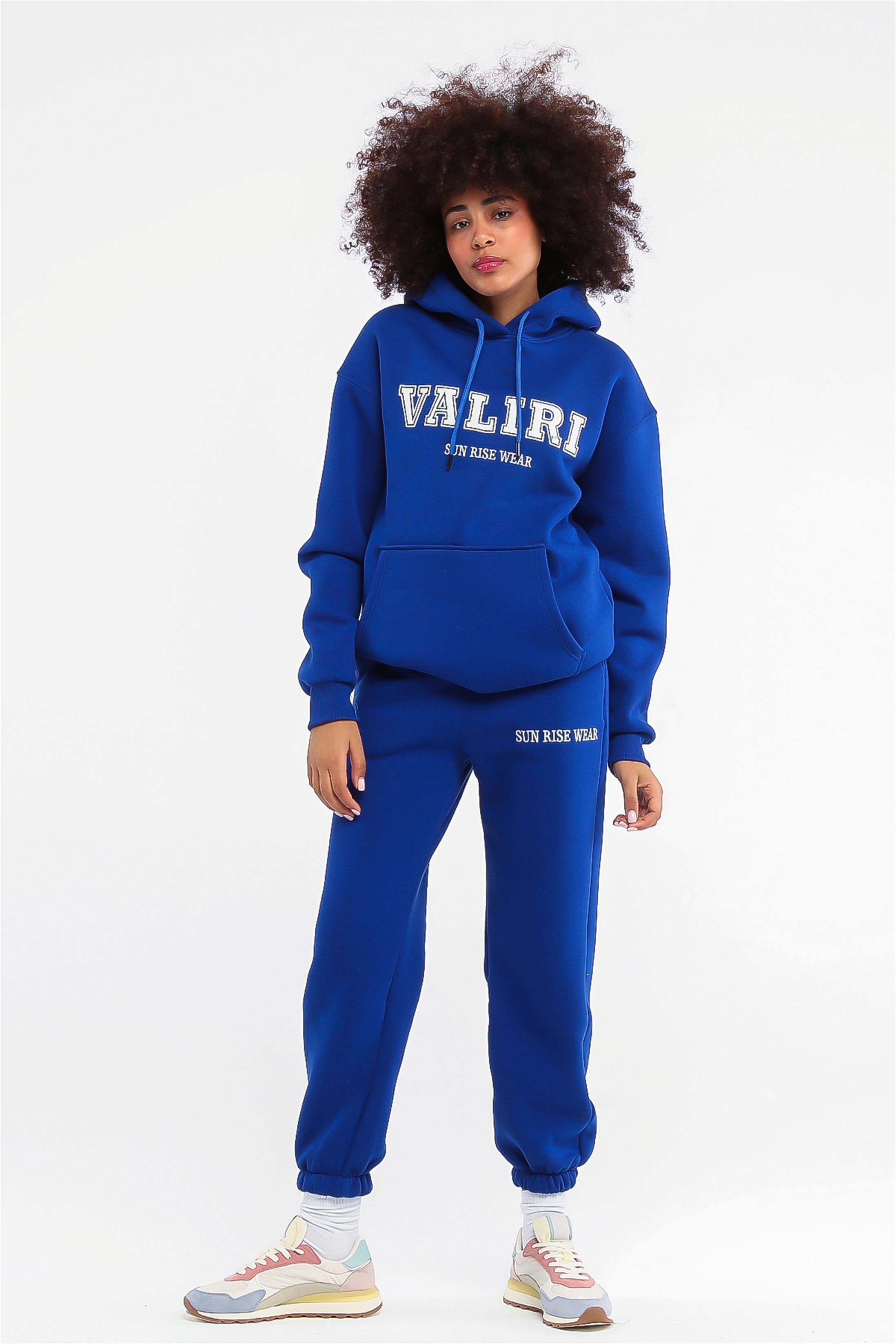 Kadın Valiri Sun Rise Wear Nakışlı Beli Lastikli Kapüşonlu Eşofman Takımı