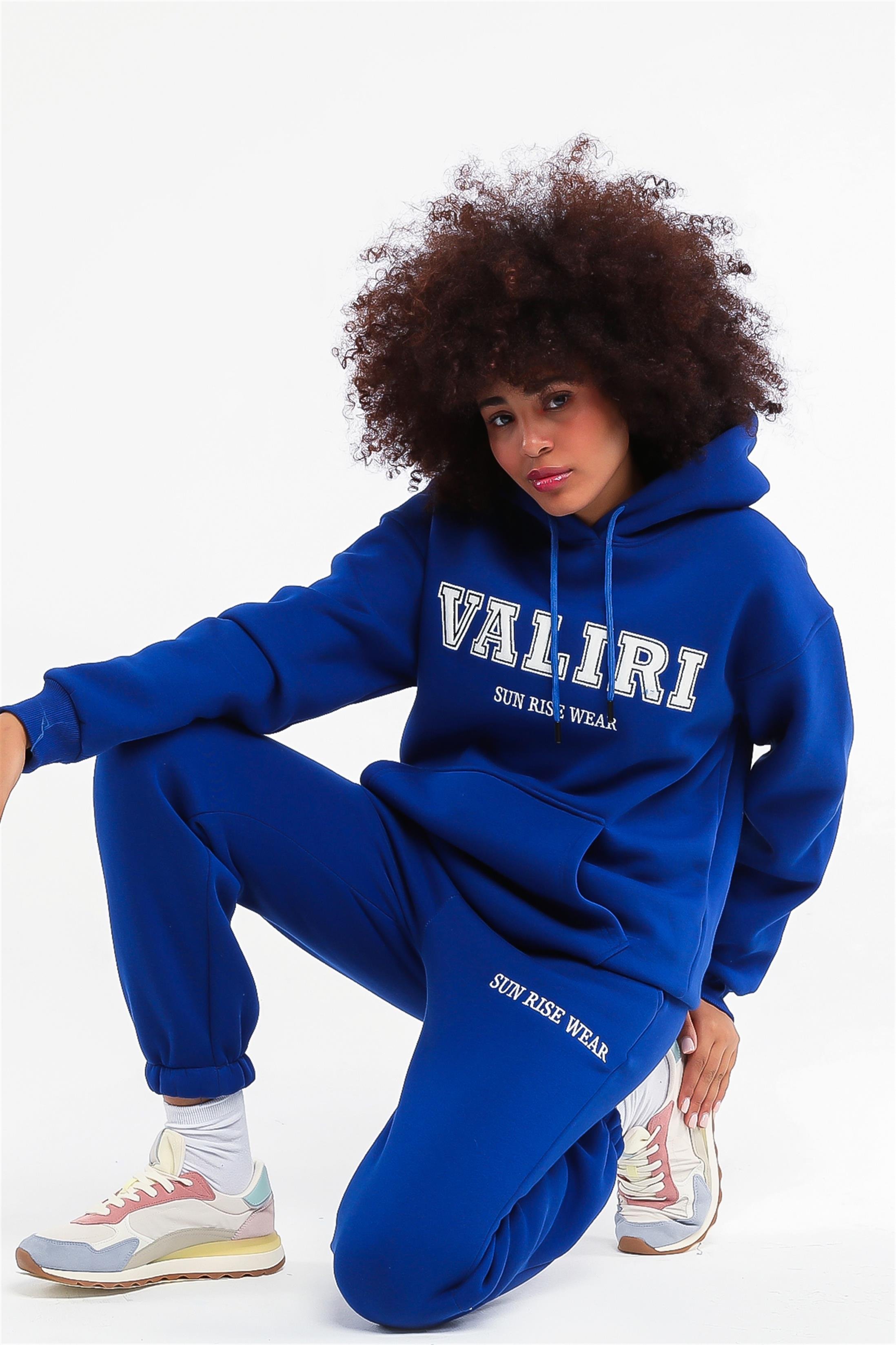 Kadın Valiri Sun Rise Wear Nakışlı Beli Lastikli Kapüşonlu Eşofman Takımı