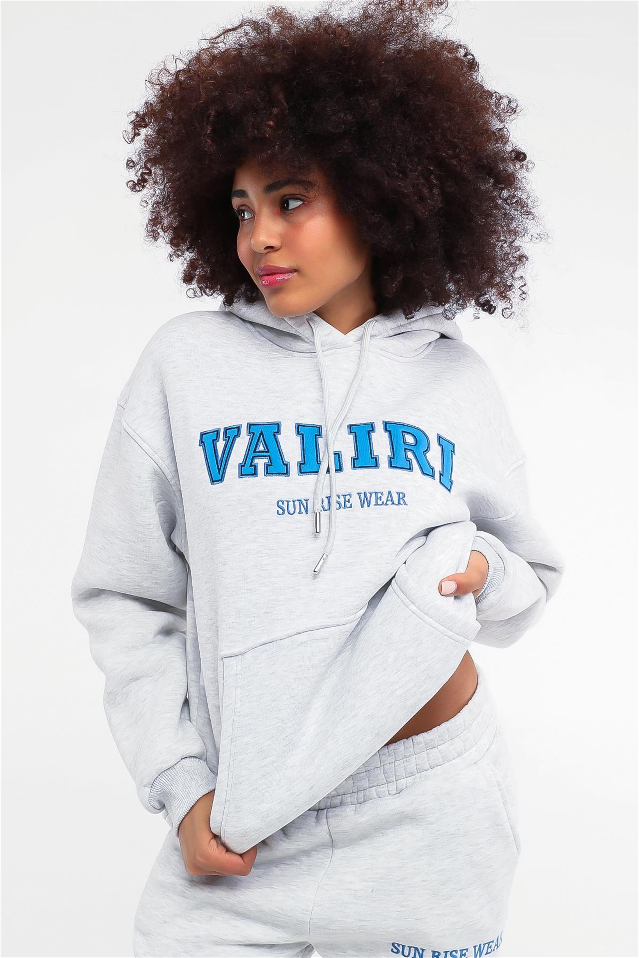 Kadın Valiri Sun Rise Wear Nakışlı Beli Lastikli Kapüşonlu Eşofman Takımı