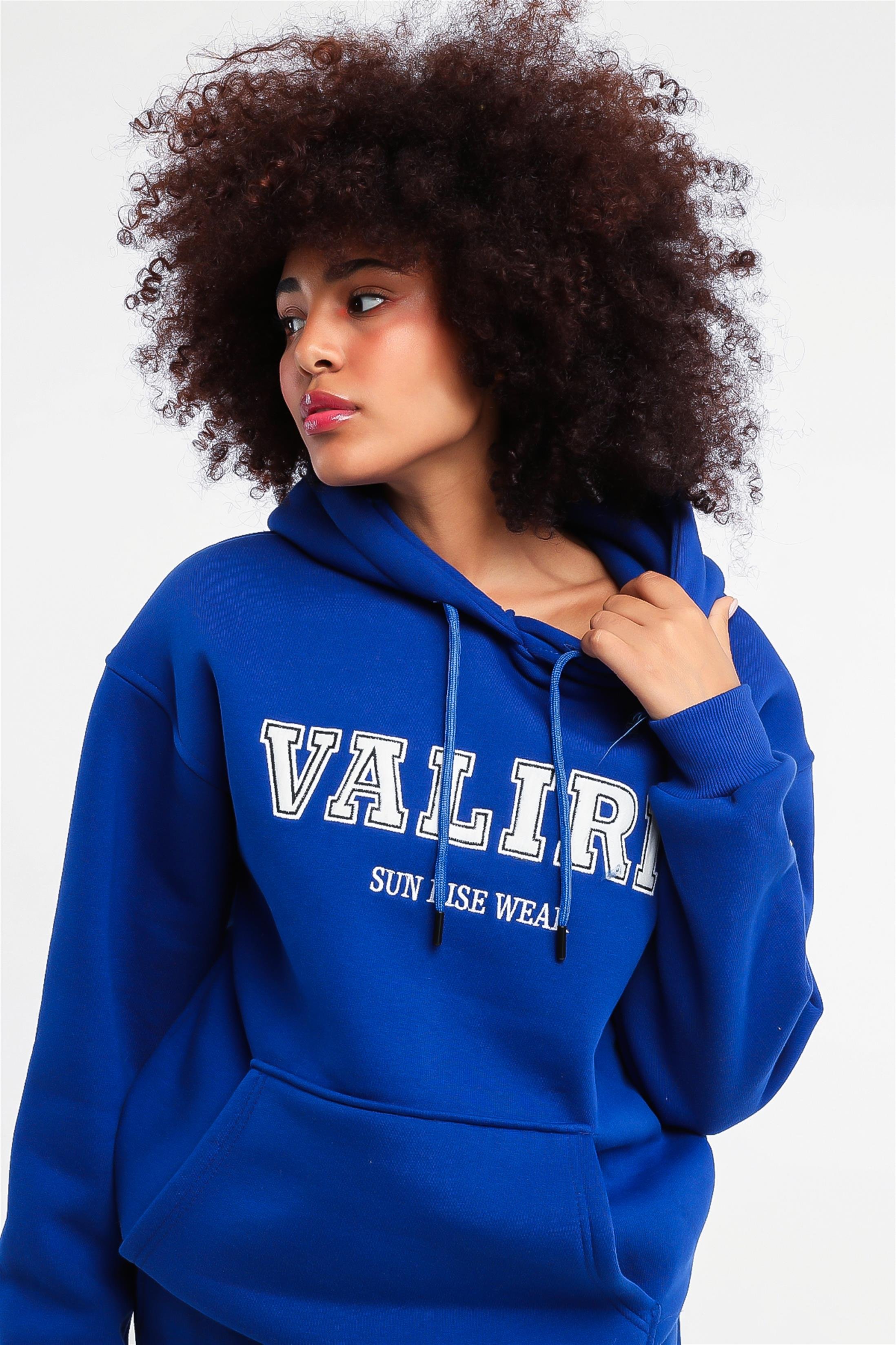Kadın Valiri Sun Rise Wear Nakışlı Beli Lastikli Kapüşonlu Eşofman Takımı