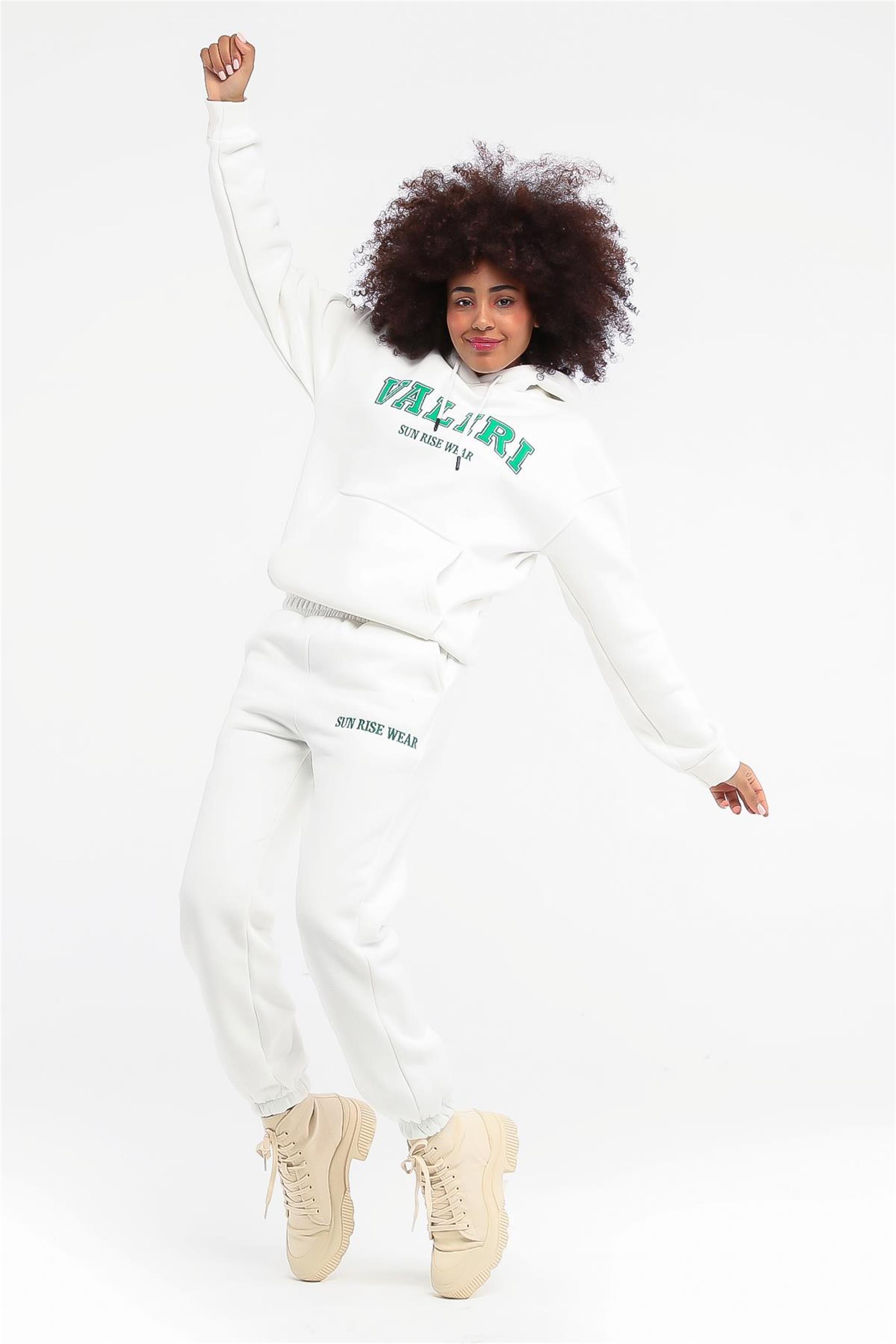 Kadın Valiri Sun Rise Wear Nakışlı Beli Lastikli Kapüşonlu Eşofman Takımı