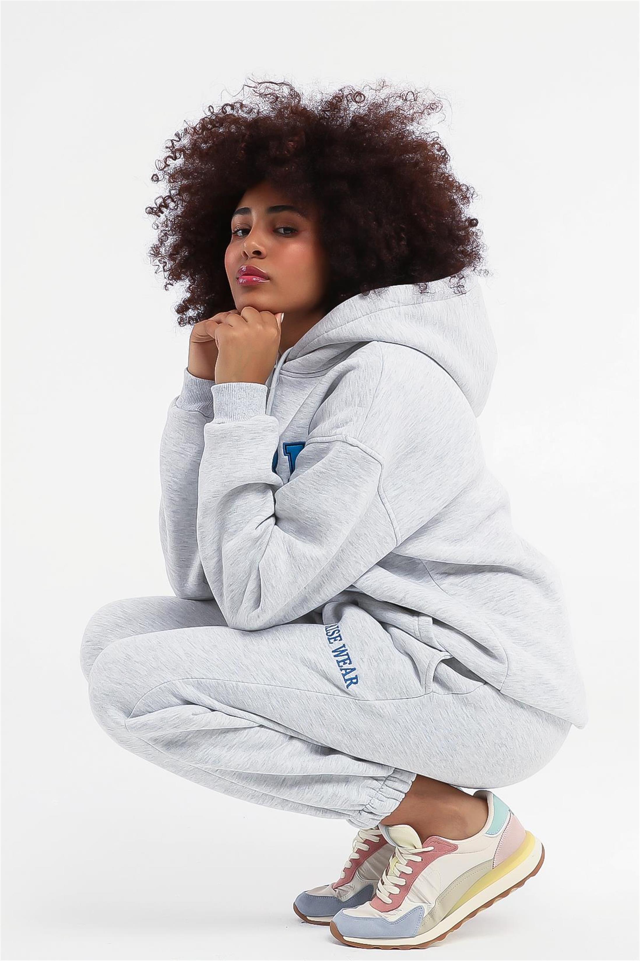 Kadın Valiri Sun Rise Wear Nakışlı Beli Lastikli Kapüşonlu Eşofman Takımı
