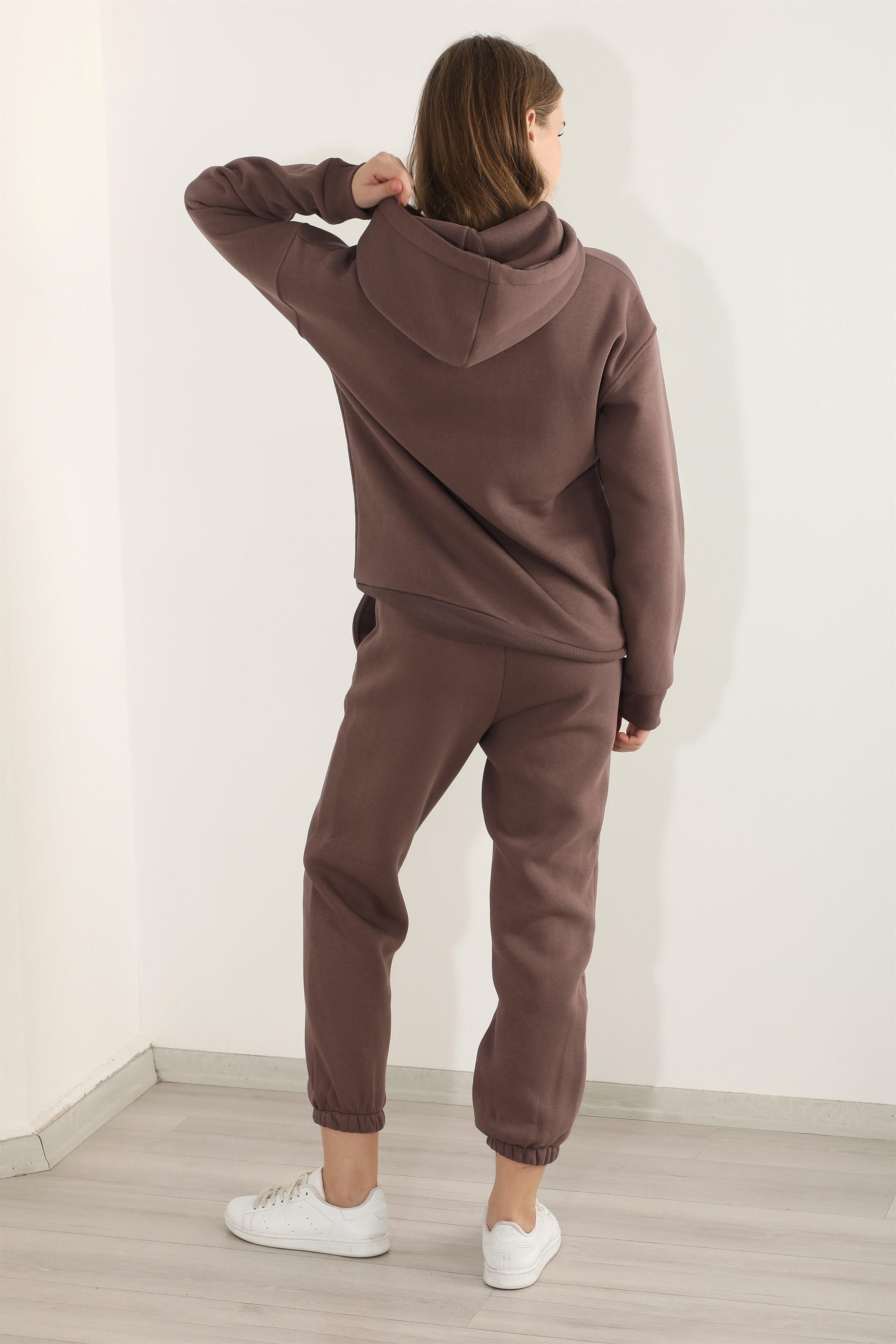Kadın Valiri Sun Rise Wear Nakışlı Beli Lastikli Kapüşonlu Eşofman Takımı