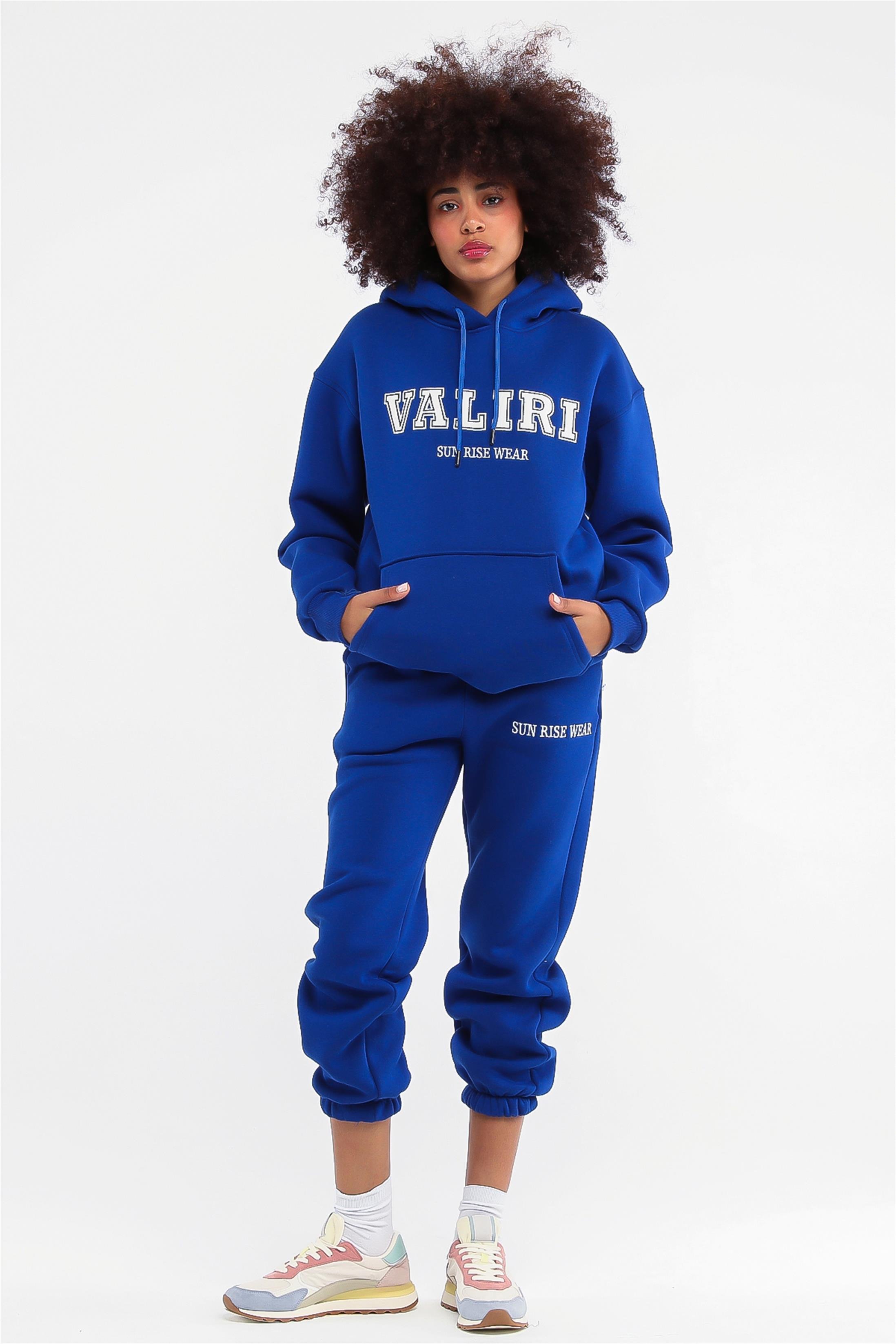 Kadın Valiri Sun Rise Wear Nakışlı Beli Lastikli Kapüşonlu Eşofman Takımı