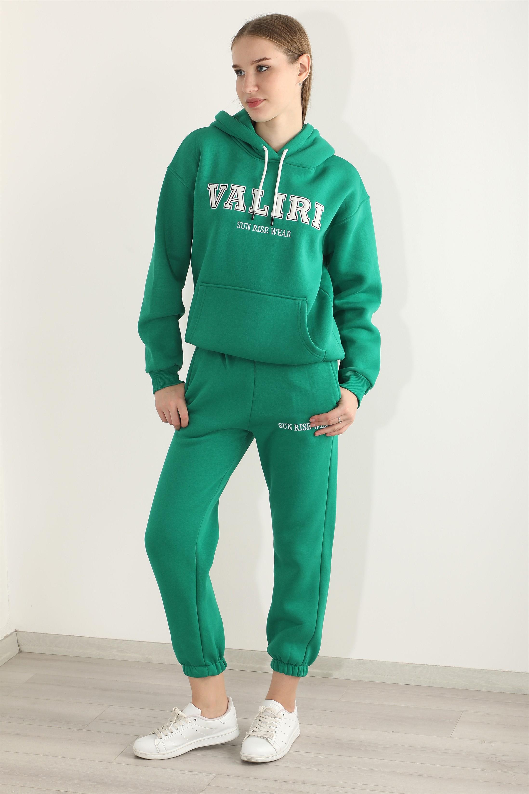 Kadın Valiri Sun Rise Wear Nakışlı Beli Lastikli Kapüşonlu Eşofman Takımı