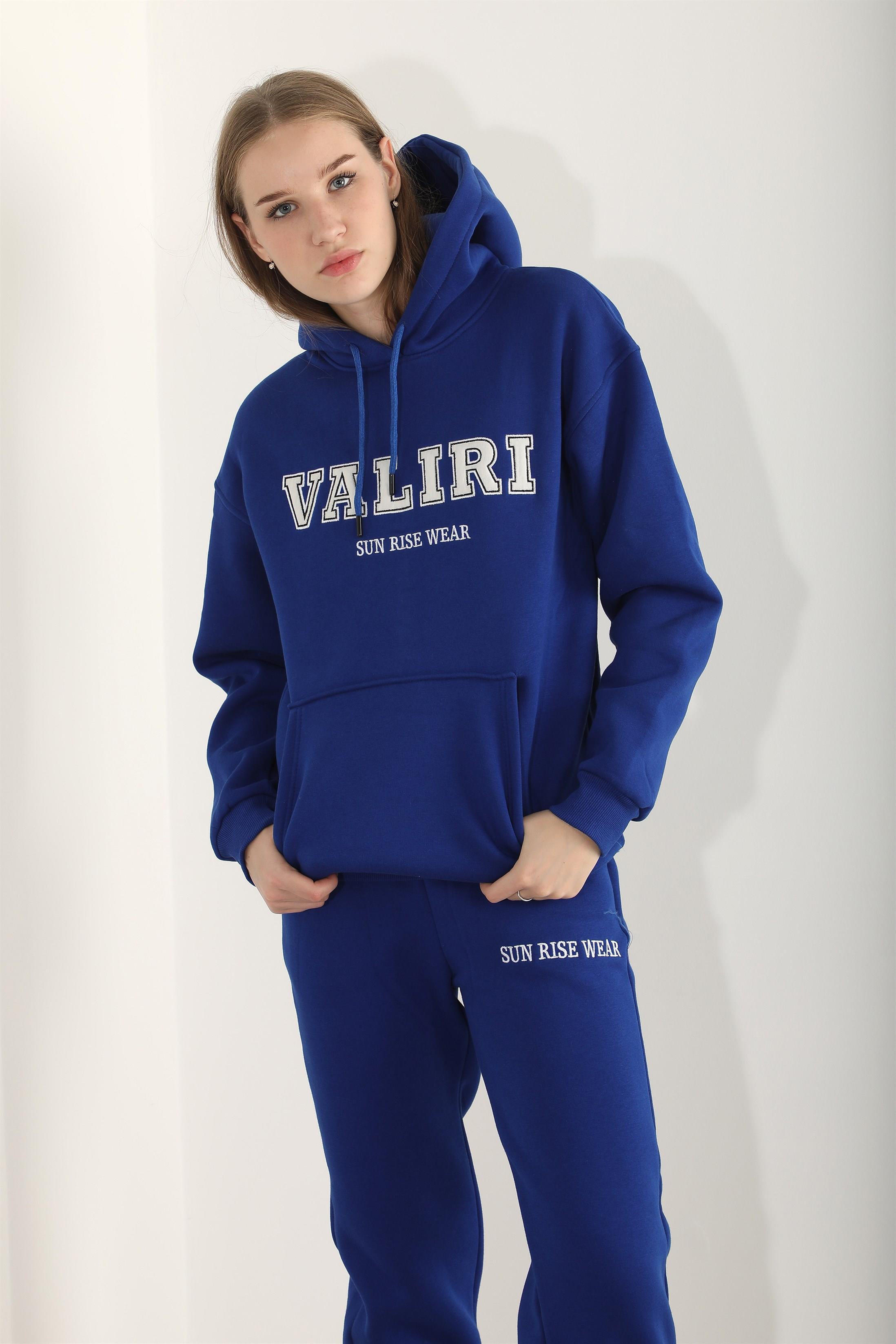 Kadın Valiri Sun Rise Wear Nakışlı Beli Lastikli Kapüşonlu Eşofman Takımı