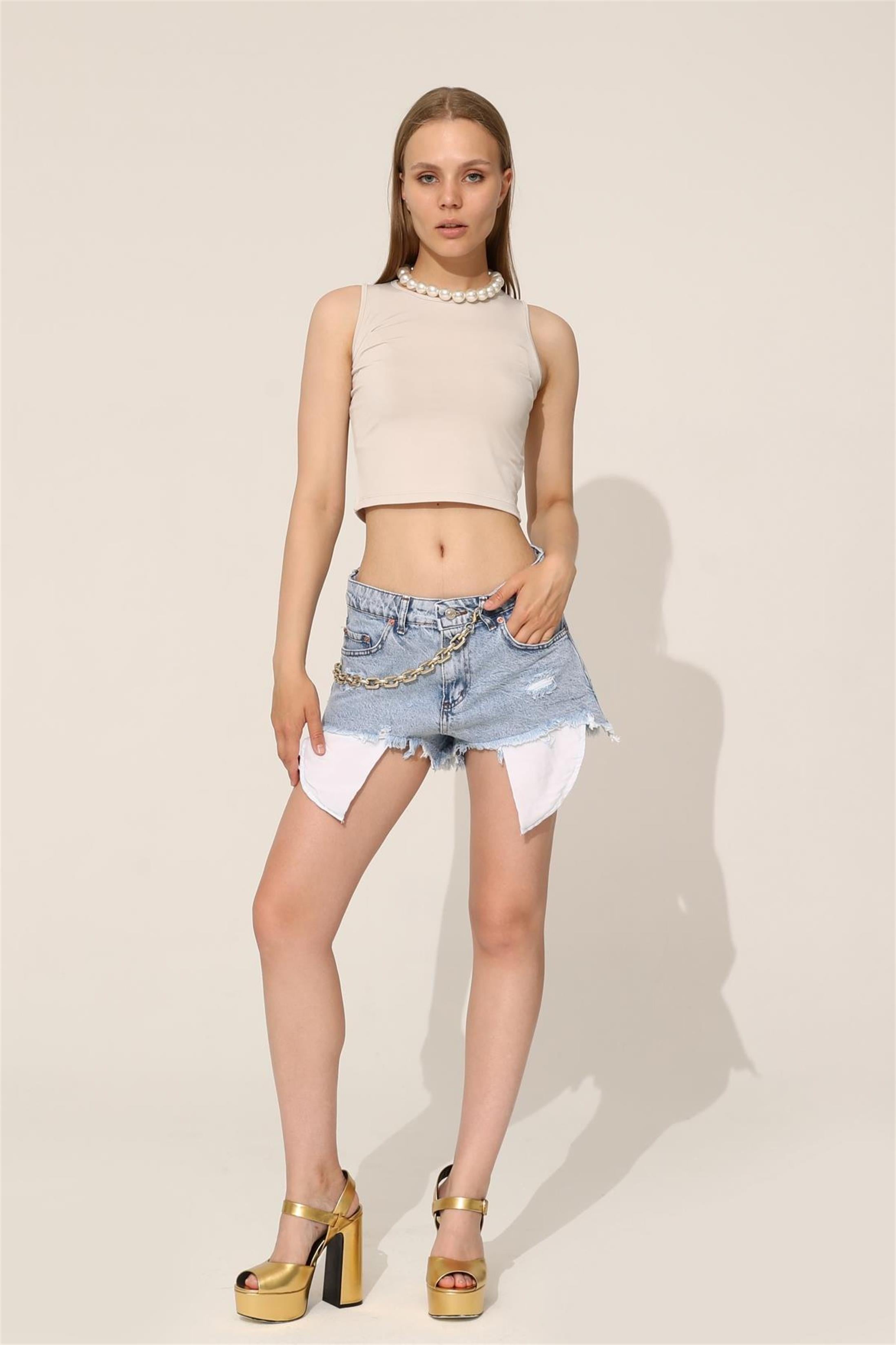 Bisiklet Yaka Crop