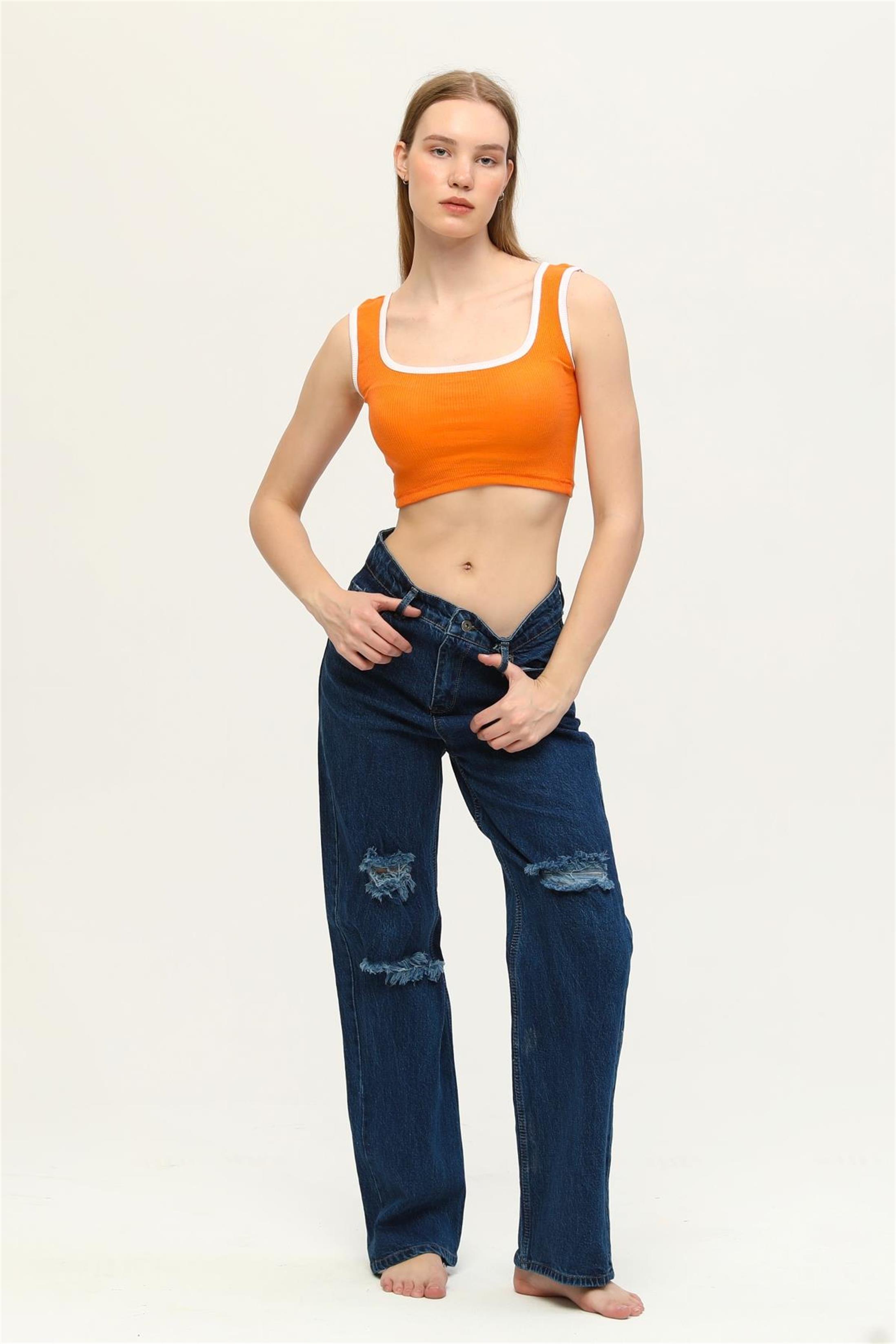 Kadın Kaşkorse Renkli Biyeli Crop Büstiyer