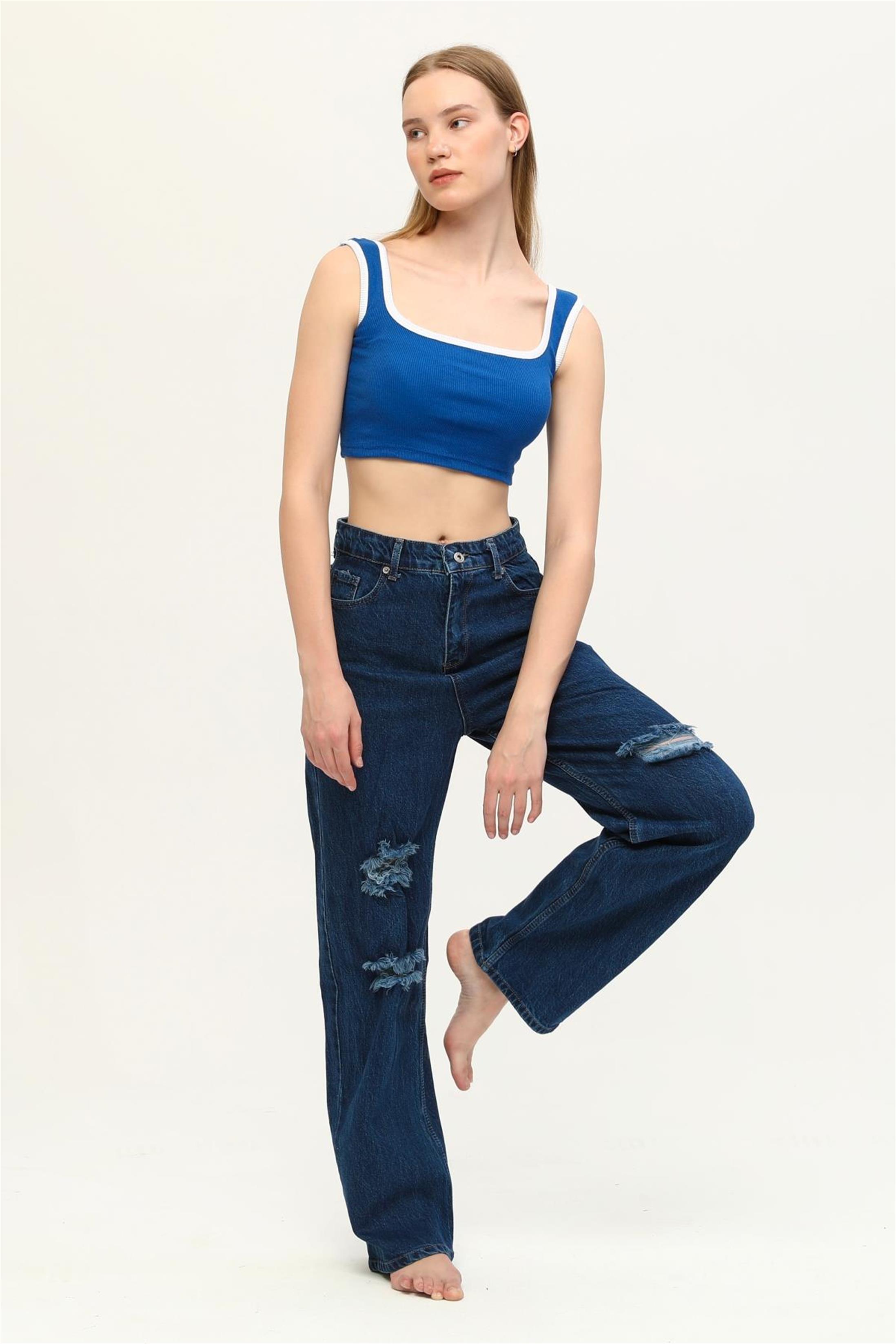 Kadın Kaşkorse Renkli Biyeli Crop Büstiyer