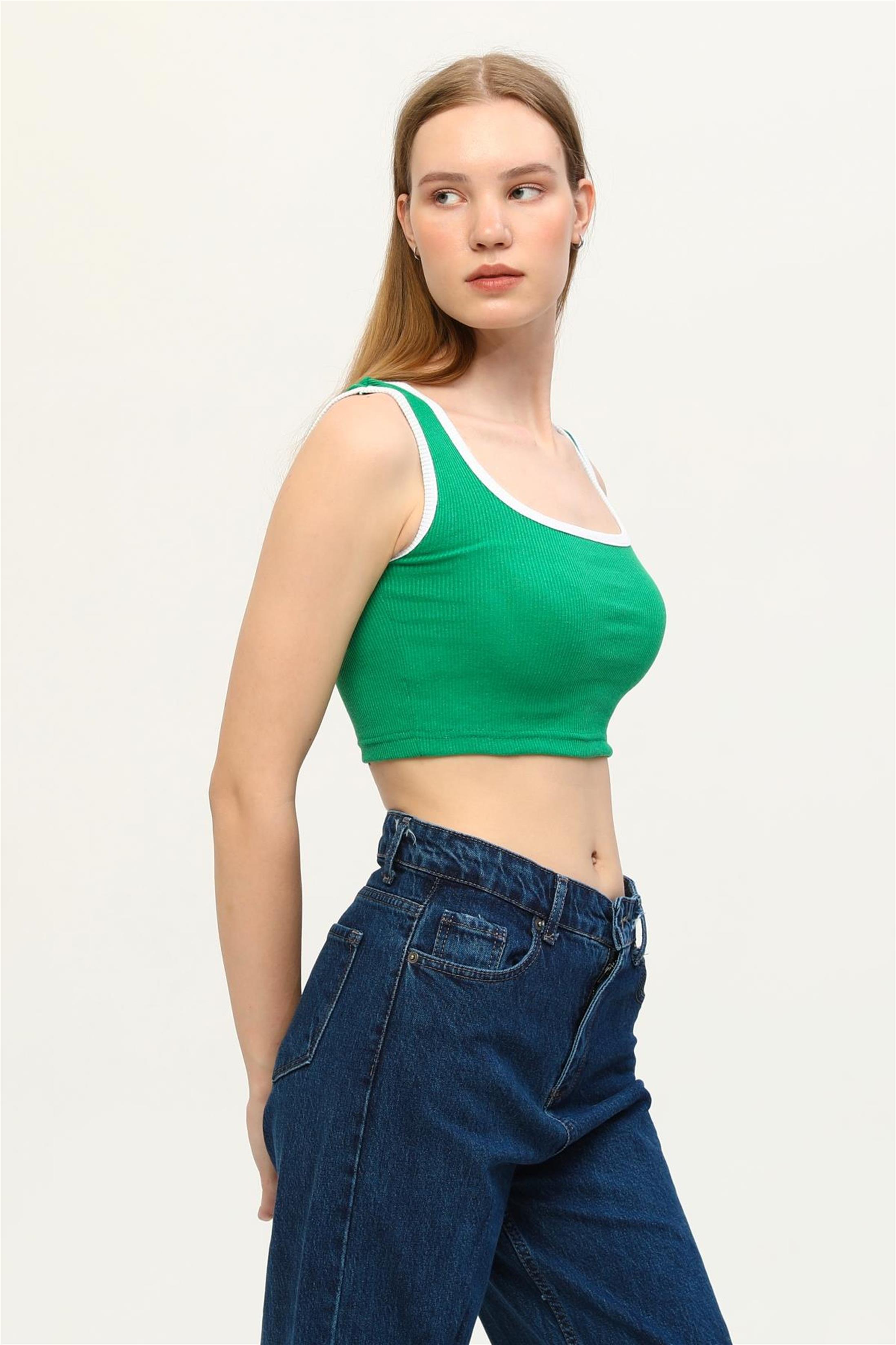 Kadın Kaşkorse Renkli Biyeli Crop Büstiyer