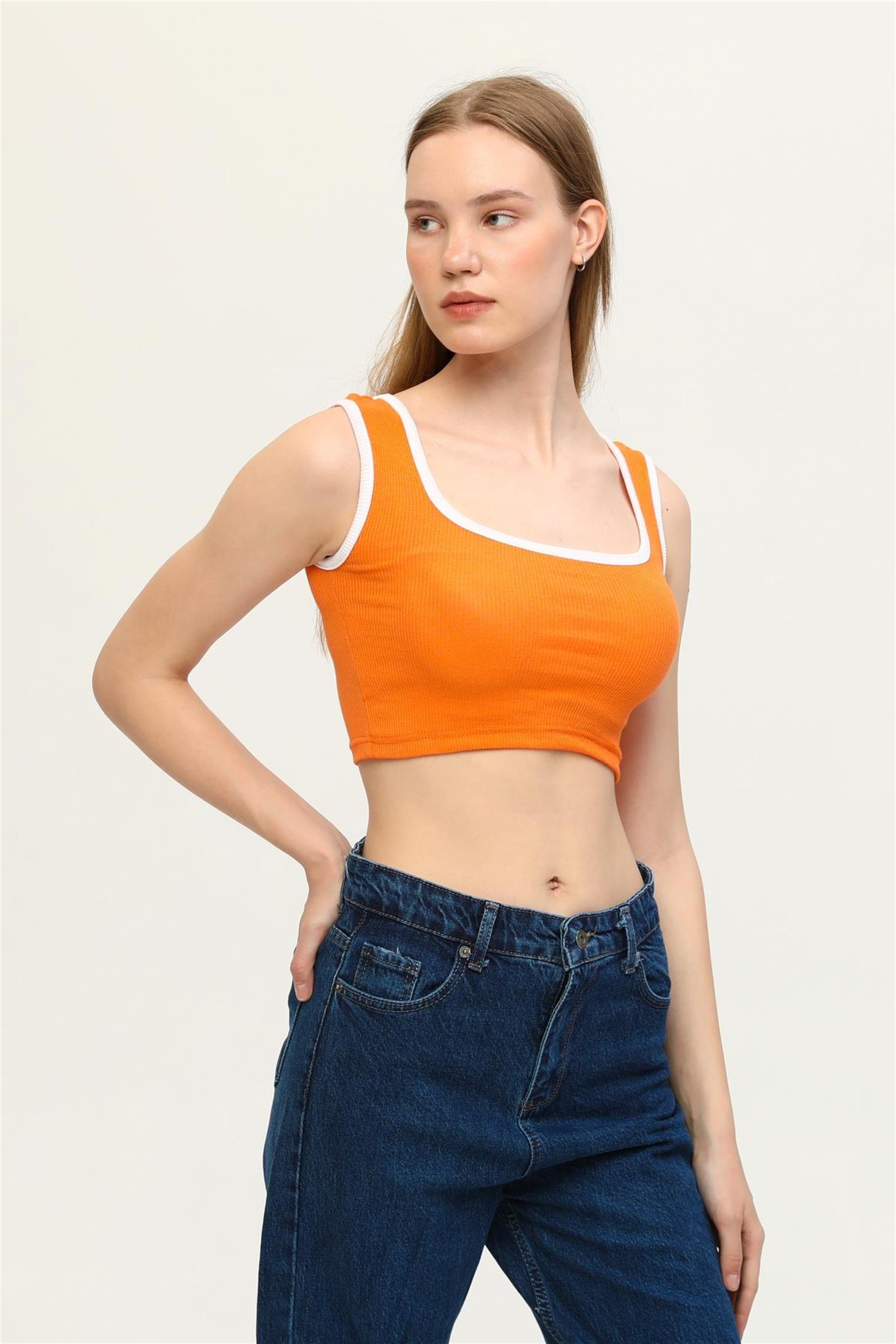 Kadın Kaşkorse Renkli Biyeli Crop Büstiyer