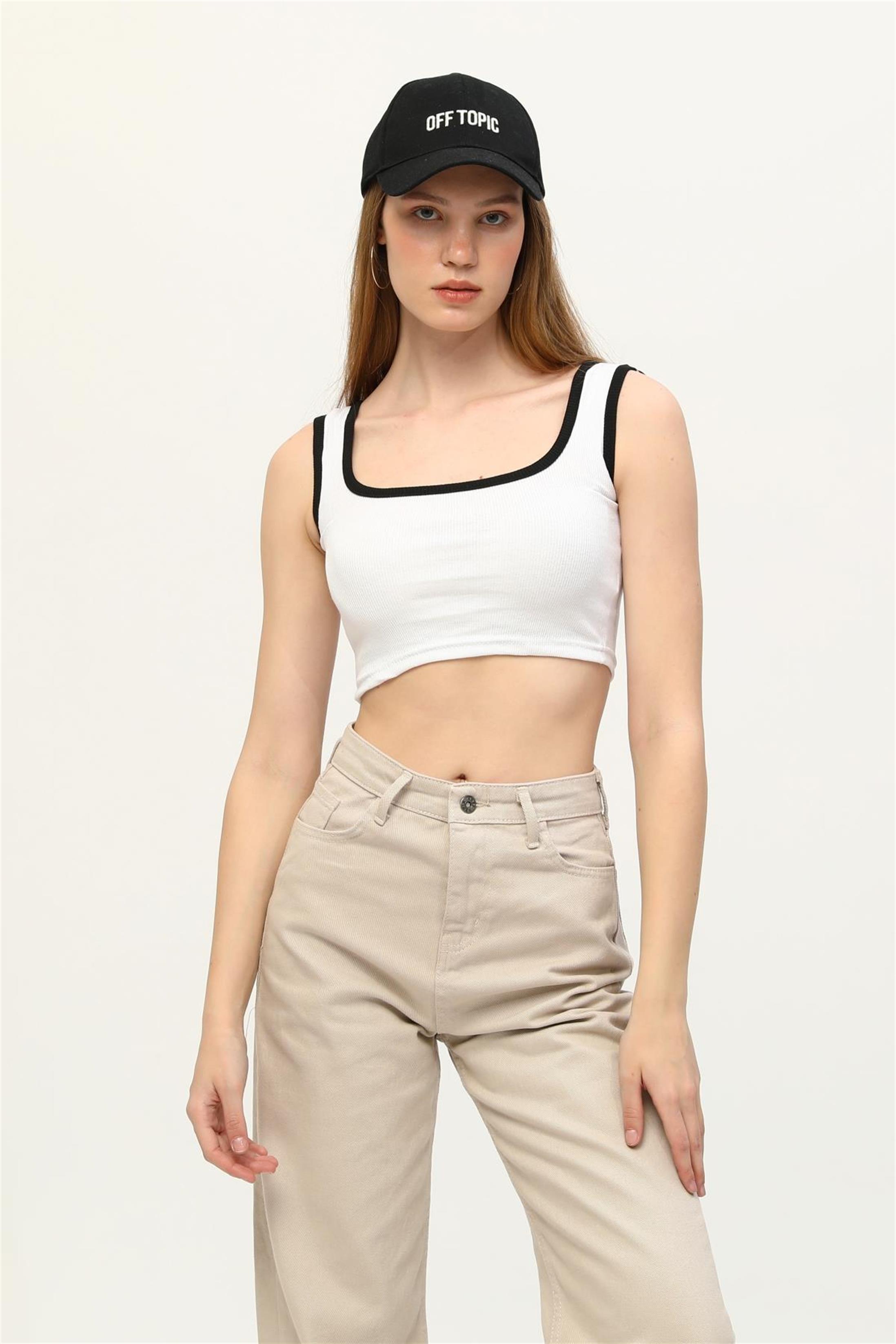 Kadın Kaşkorse Renkli Biyeli Crop Büstiyer