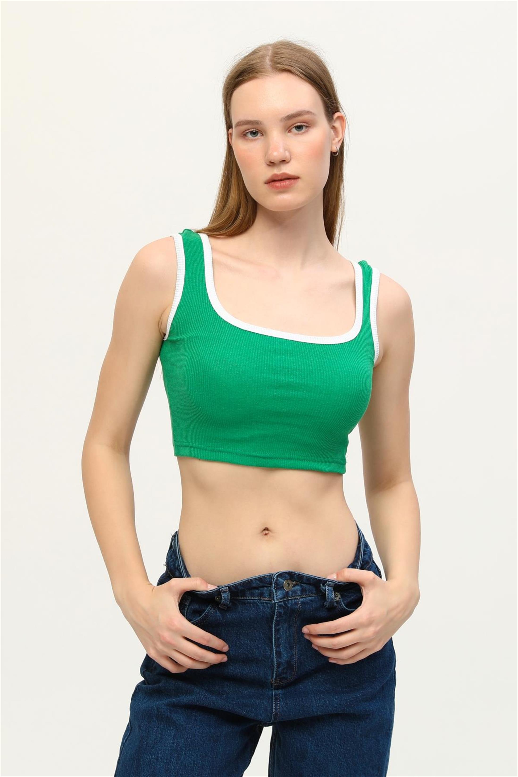 Kadın Kaşkorse Renkli Biyeli Crop Büstiyer