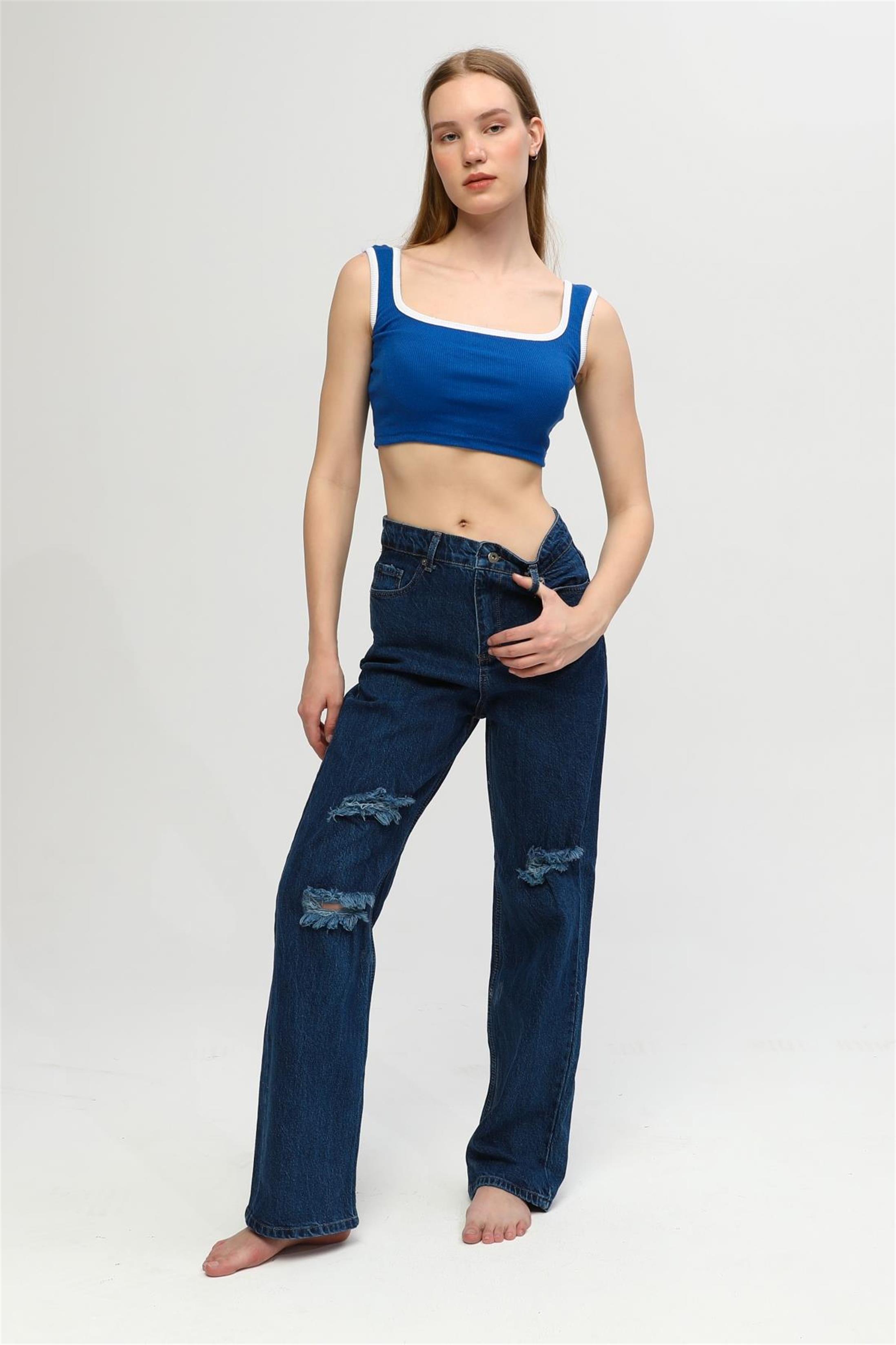 Kadın Kaşkorse Renkli Biyeli Crop Büstiyer