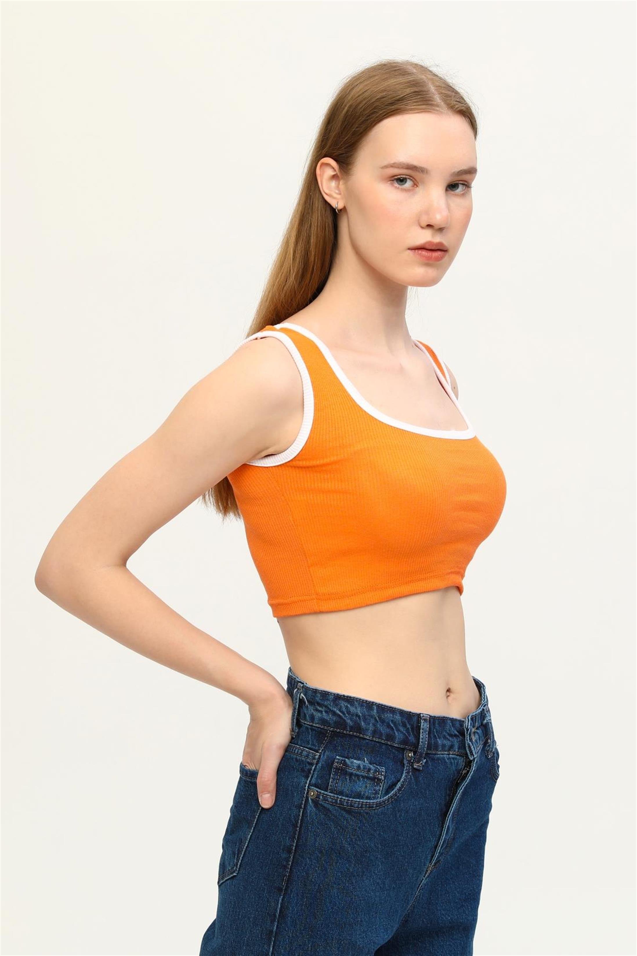 Kadın Kaşkorse Renkli Biyeli Crop Büstiyer