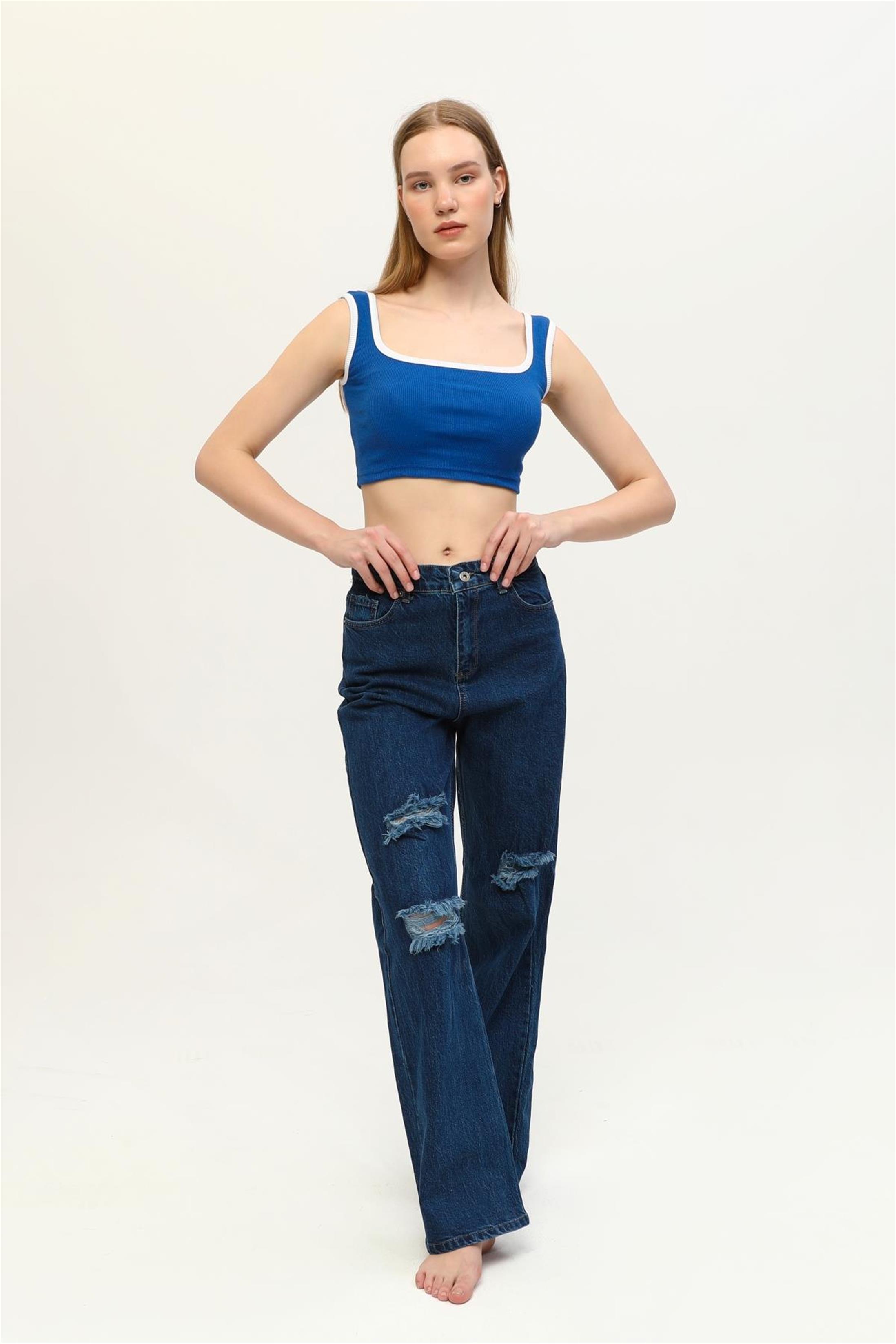 Kadın Kaşkorse Renkli Biyeli Crop Büstiyer