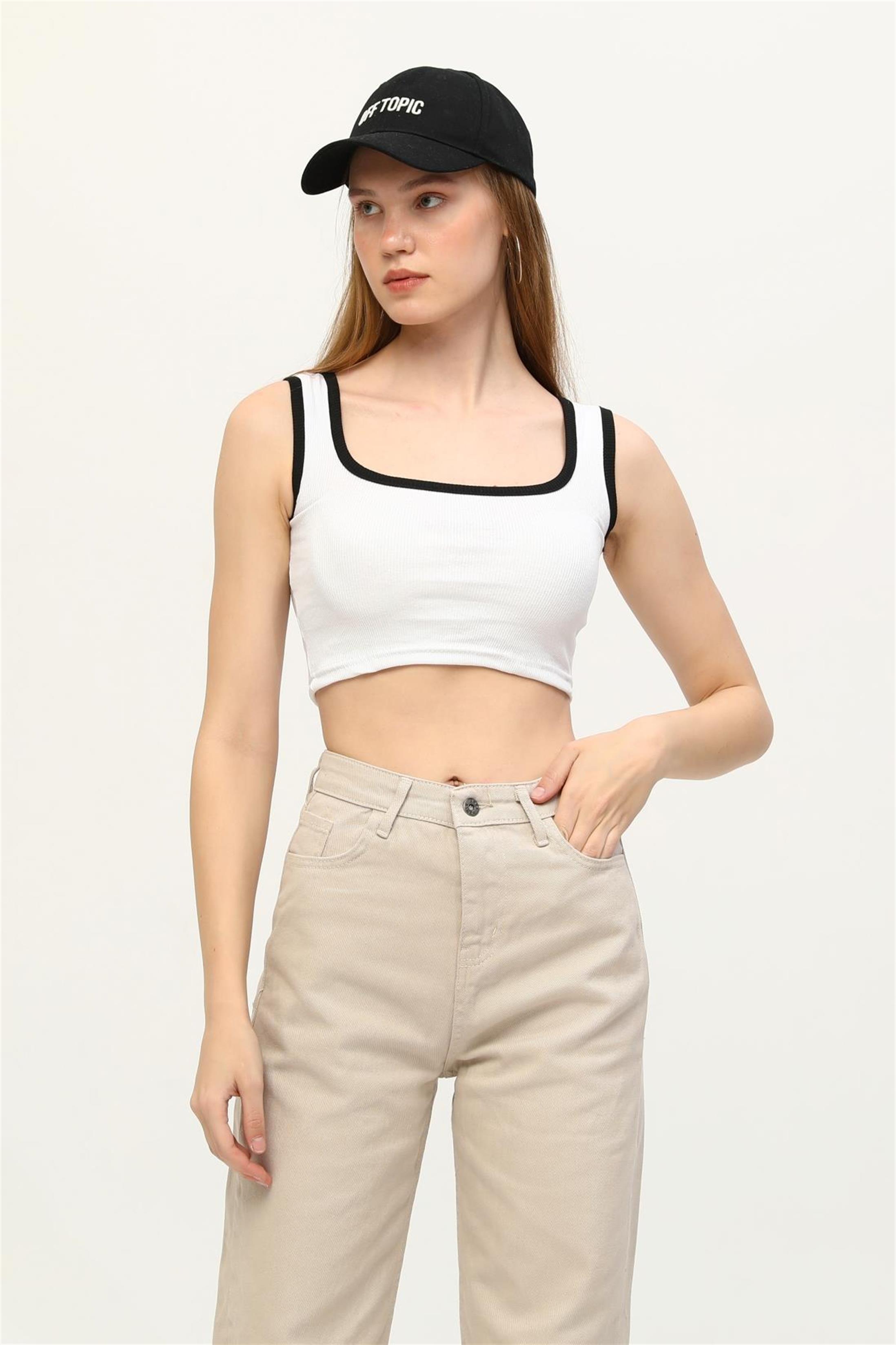 Kadın Kaşkorse Renkli Biyeli Crop Büstiyer