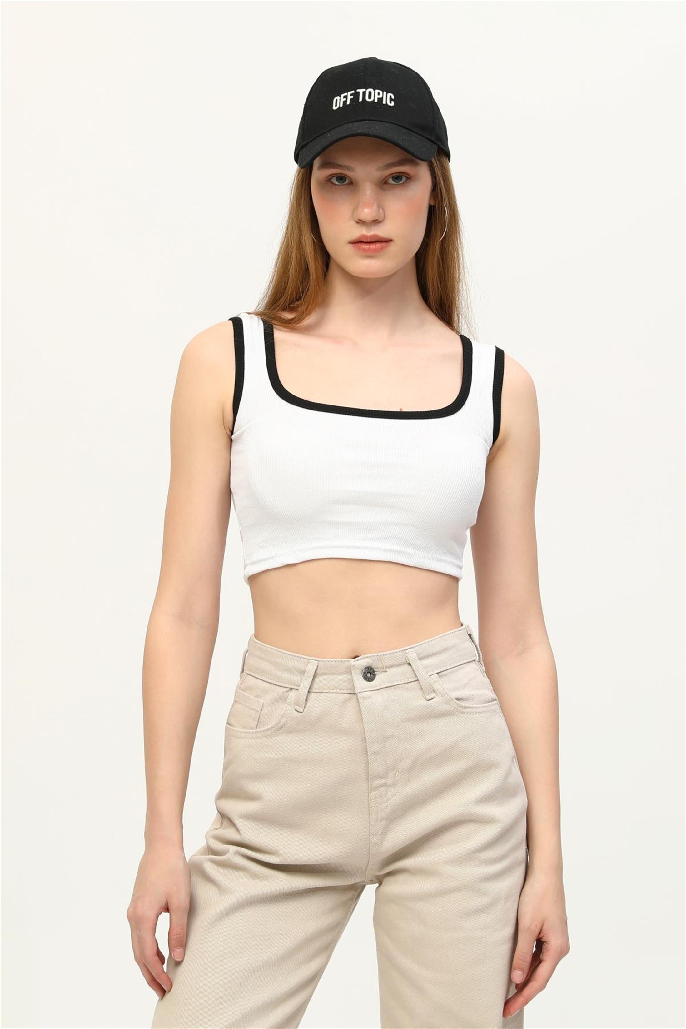 Kadın Kaşkorse Renkli Biyeli Crop Büstiyer