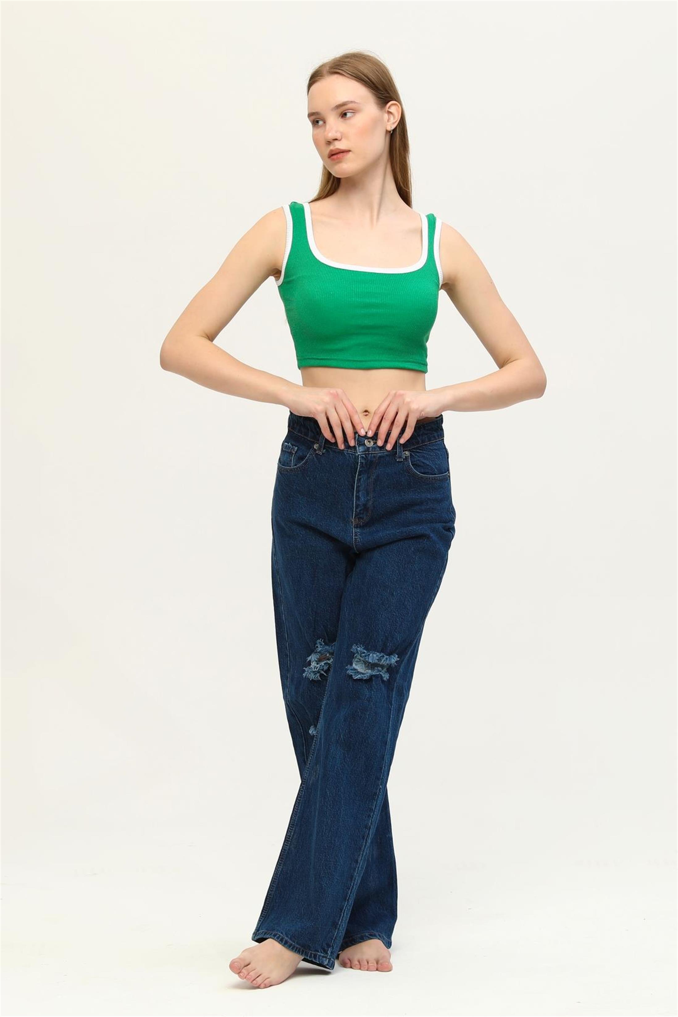 Kadın Kaşkorse Renkli Biyeli Crop Büstiyer