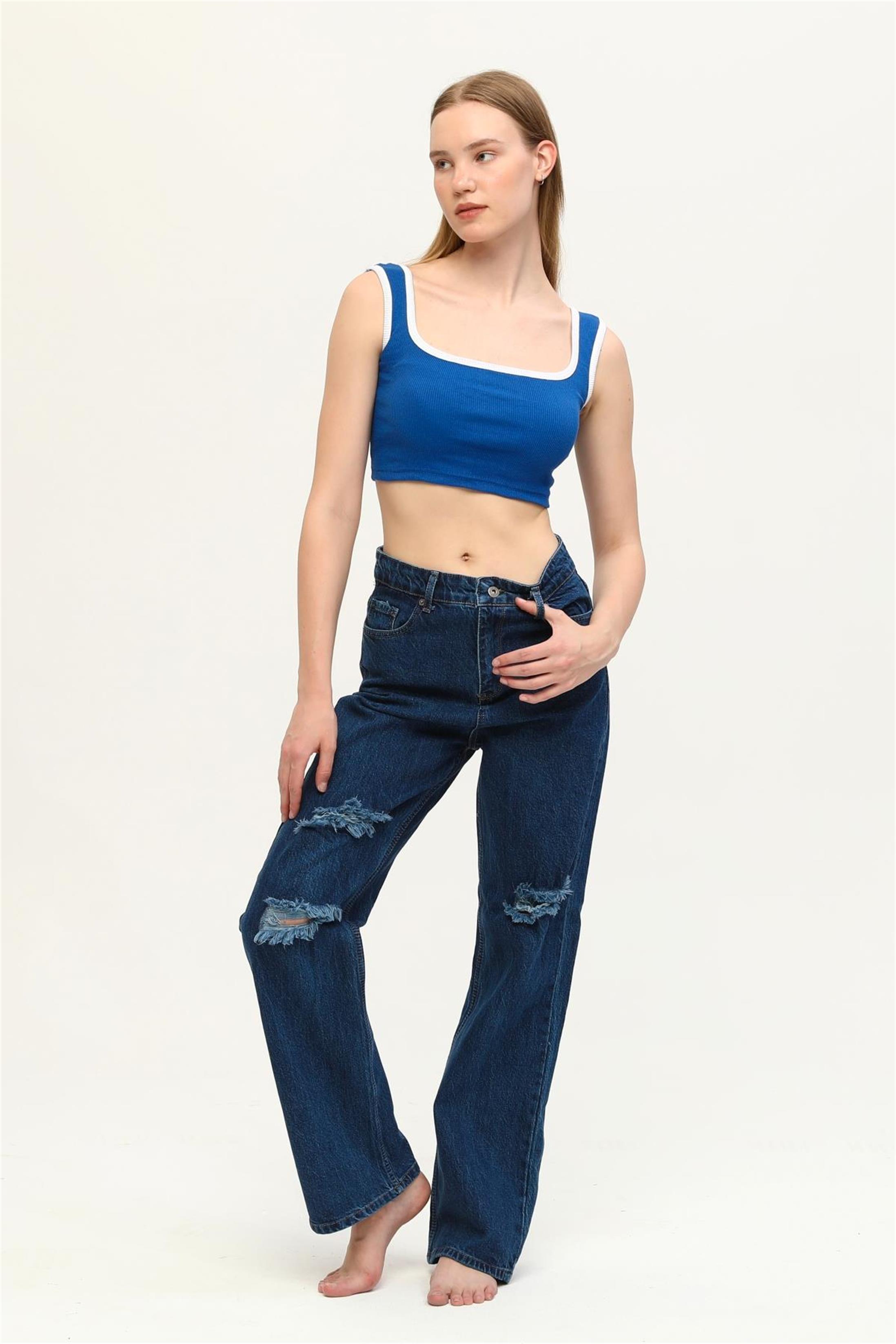 Kadın Kaşkorse Renkli Biyeli Crop Büstiyer