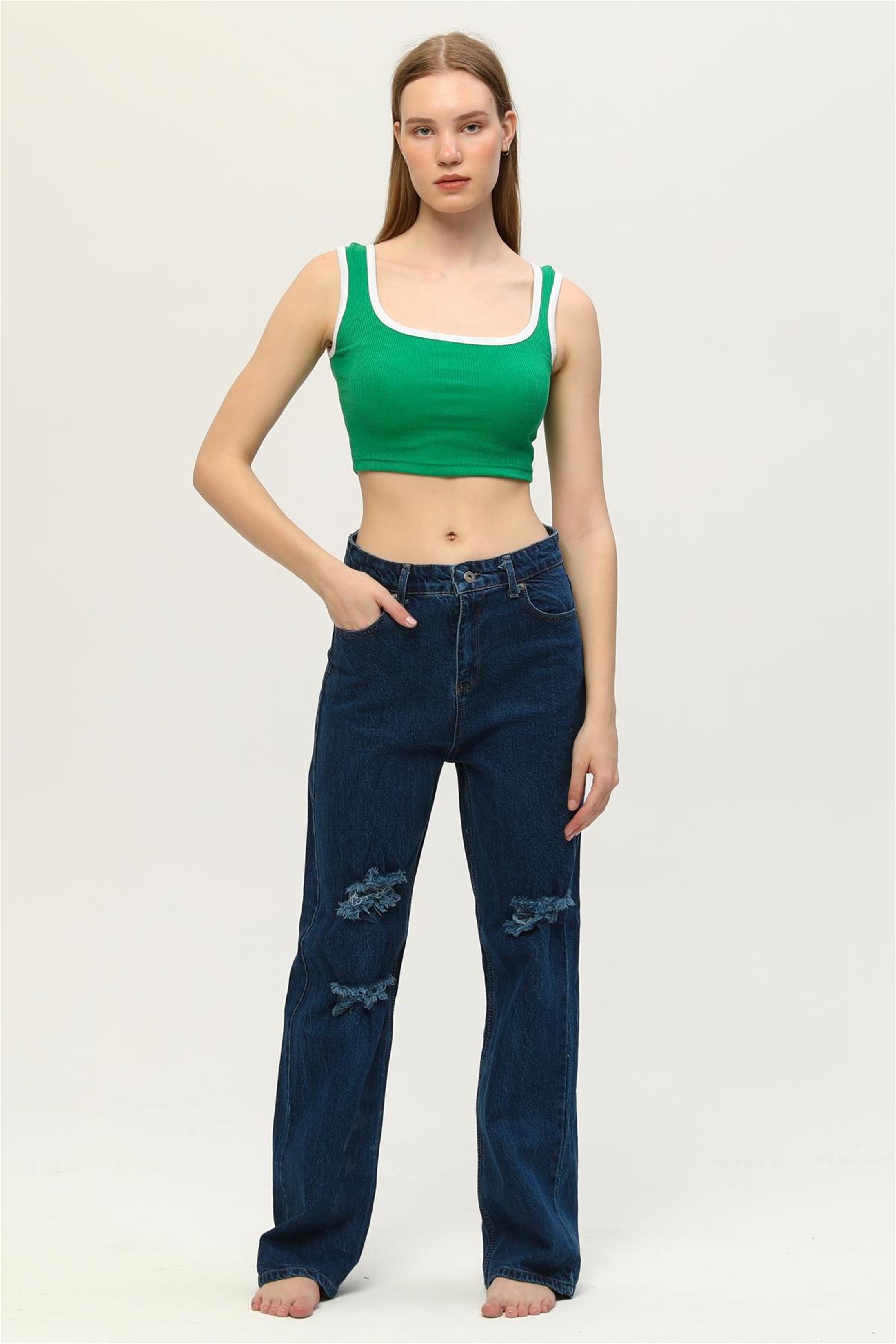 Kadın Kaşkorse Renkli Biyeli Crop Büstiyer