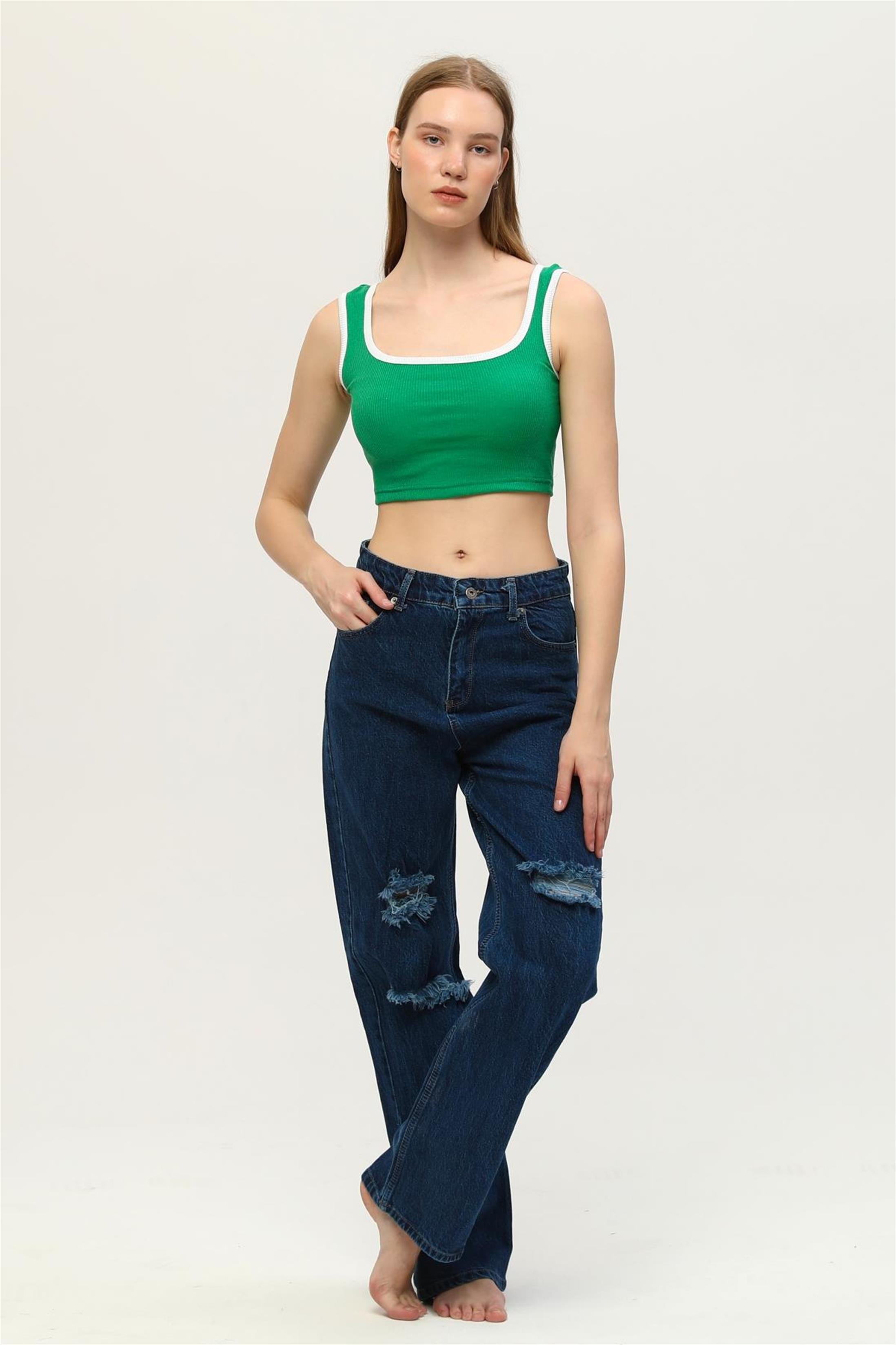 Kadın Kaşkorse Renkli Biyeli Crop Büstiyer