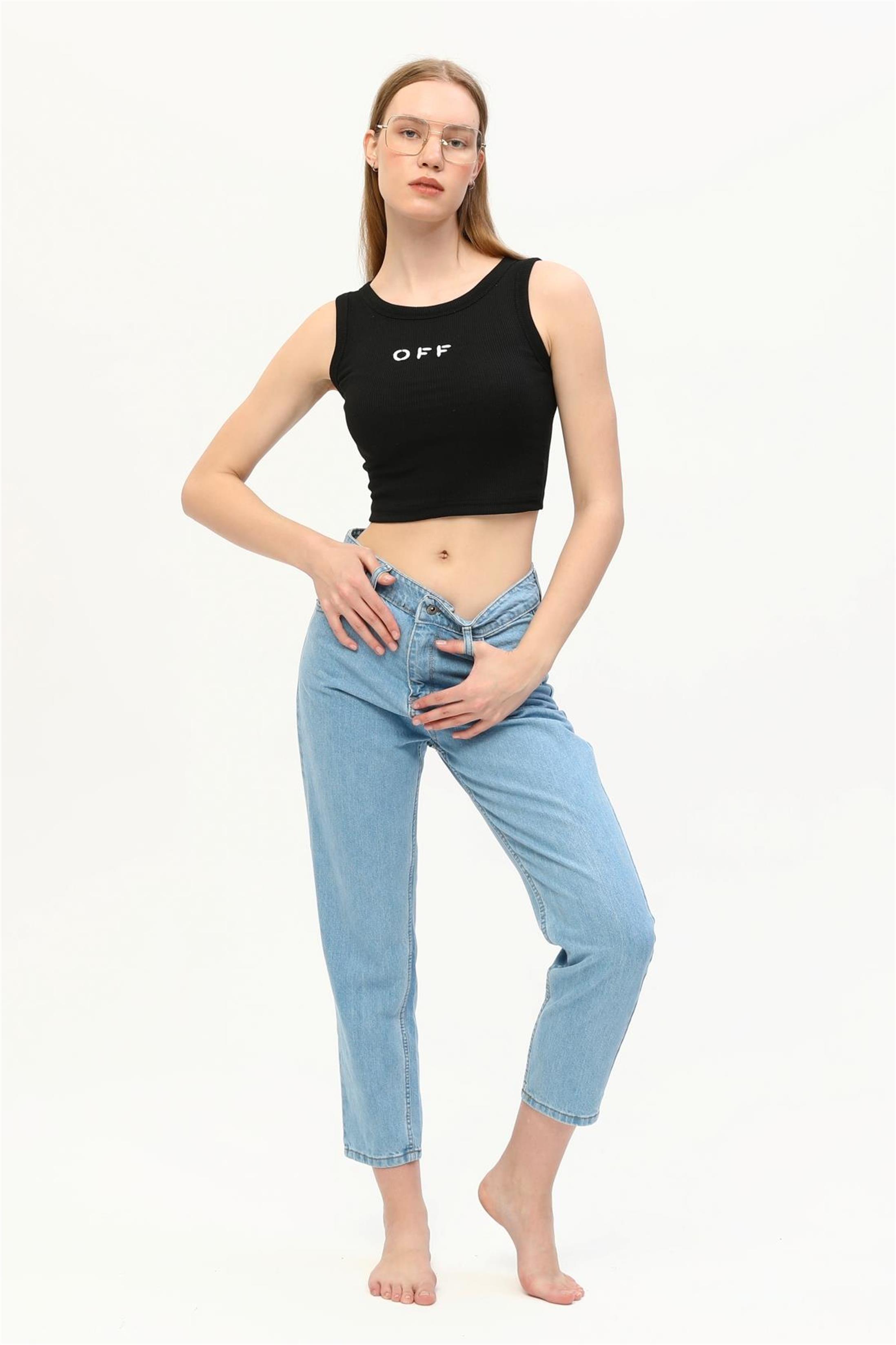 OFF Nakışlı Kaşkorse Crop Top Büstiyer