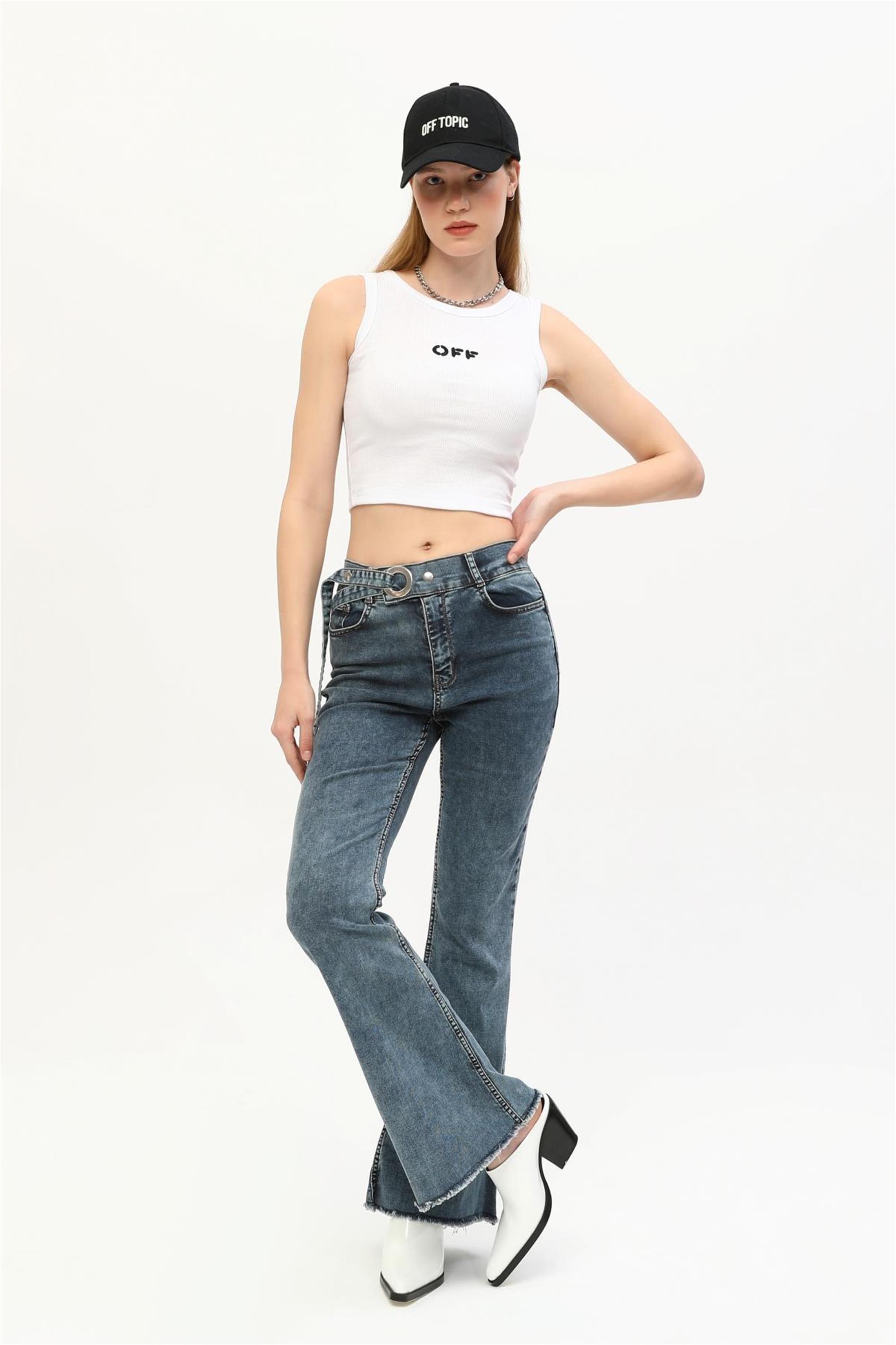OFF Nakışlı Kaşkorse Crop Top Büstiyer