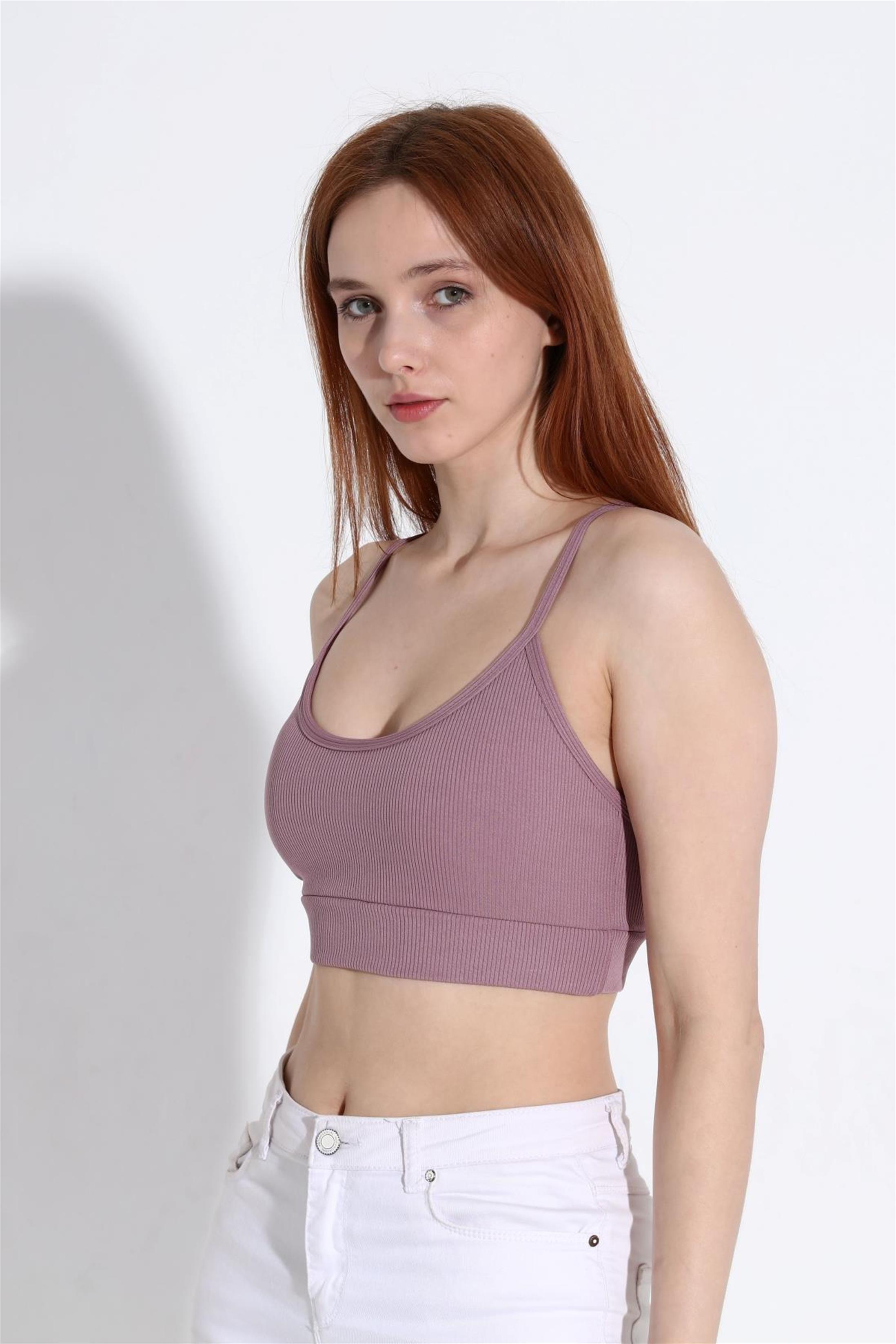 Kadın İp Askılı Fitilli Seamless Spor Büstiyer