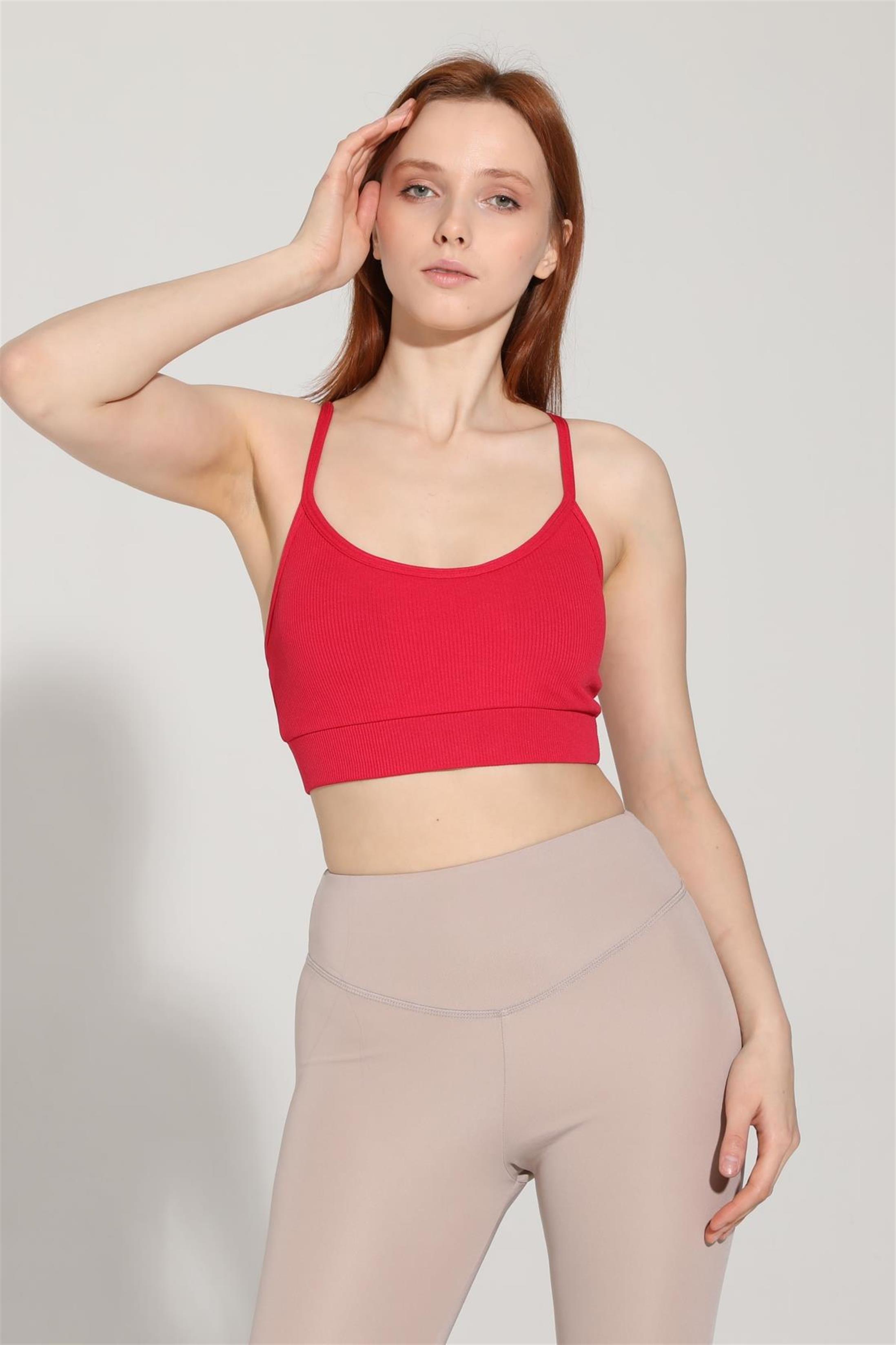 Kadın İp Askılı Fitilli Seamless Spor Büstiyer
