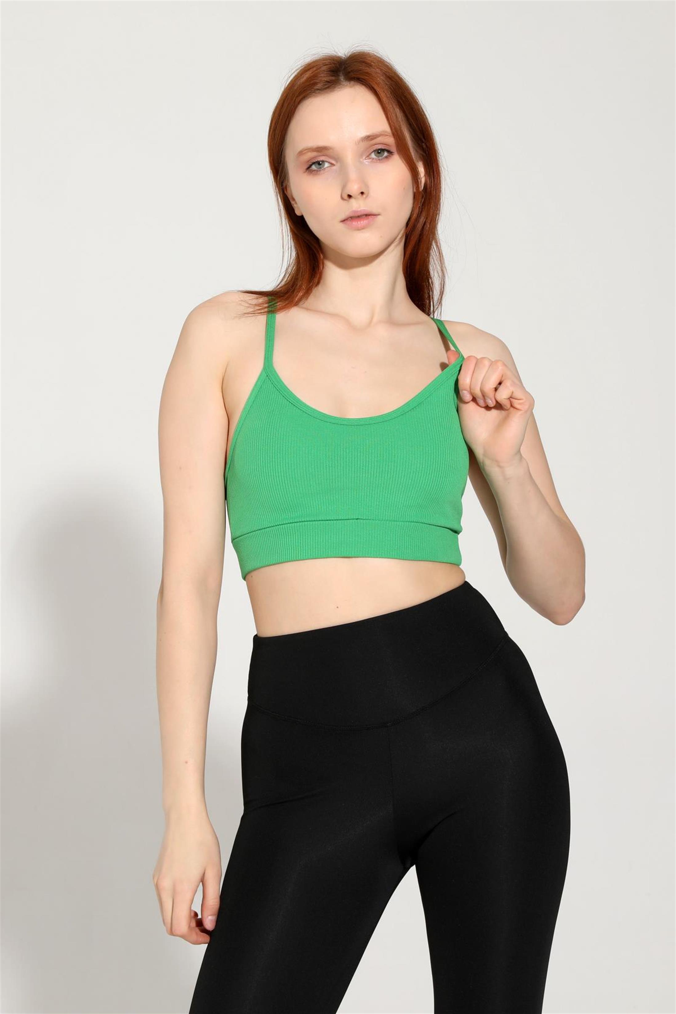 Kadın İp Askılı Fitilli Seamless Spor Büstiyer